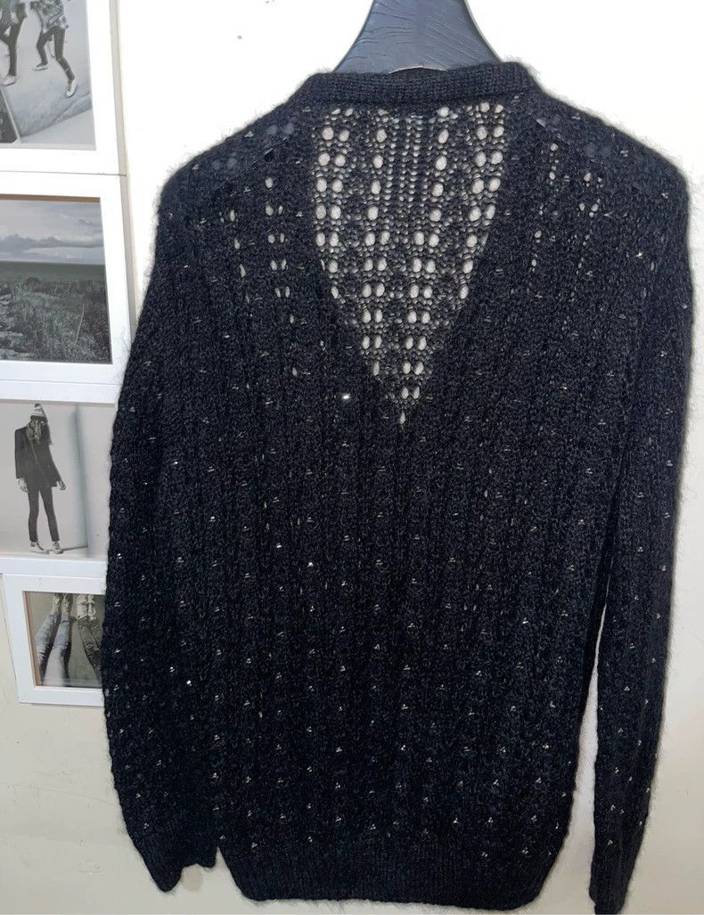 Saint Laurent Paris Elegant Black Wool Cardigan with Swarovski Crystals-2505 Size US M / EU 48-50 / 2 - 5 Thumbnail