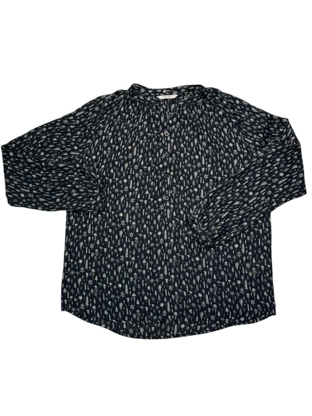 Other Aubin & Wills 100% Silk Black Floral Print Blouse Size 10 Size L / US 10 / IT 46 - 2 Thumbnail