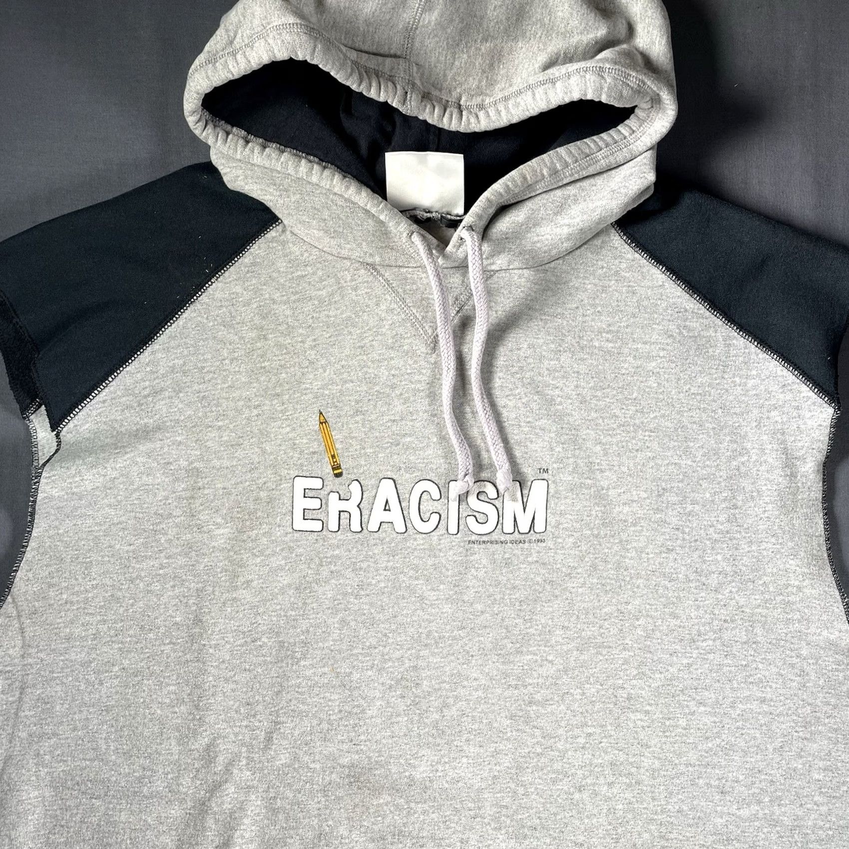 Vintage ERACISM Hoodie Men One Size Gray Pullover 1993 New Orleans ERACE Anti Racism Group Movement Size US M / EU 48-50 / 2 - 2 Thumbnail