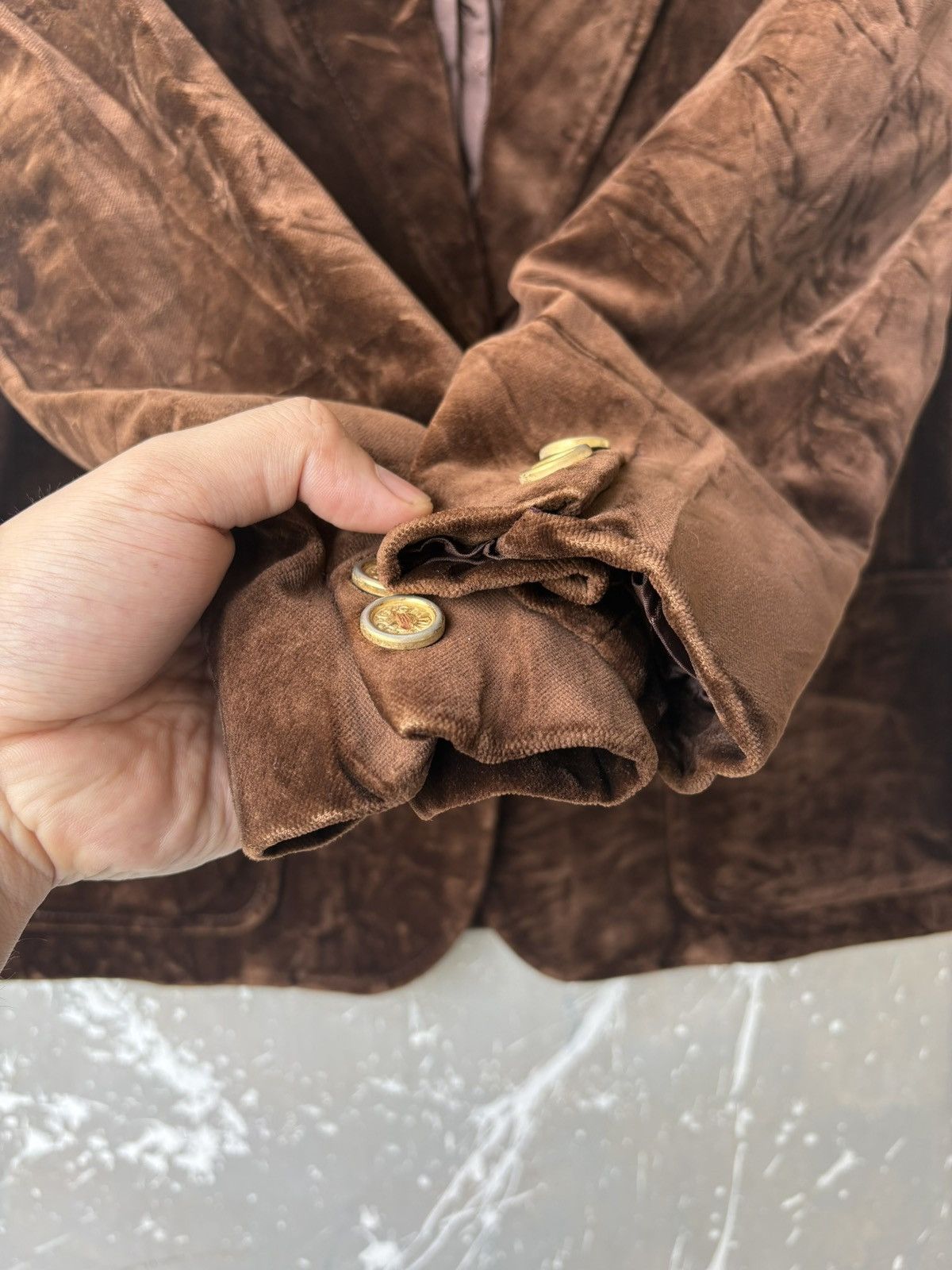 Celine Vintage 80s 90s Celine Paris brown velvet blazer Size US S / EU 44-46 / 1 - 6 Thumbnail