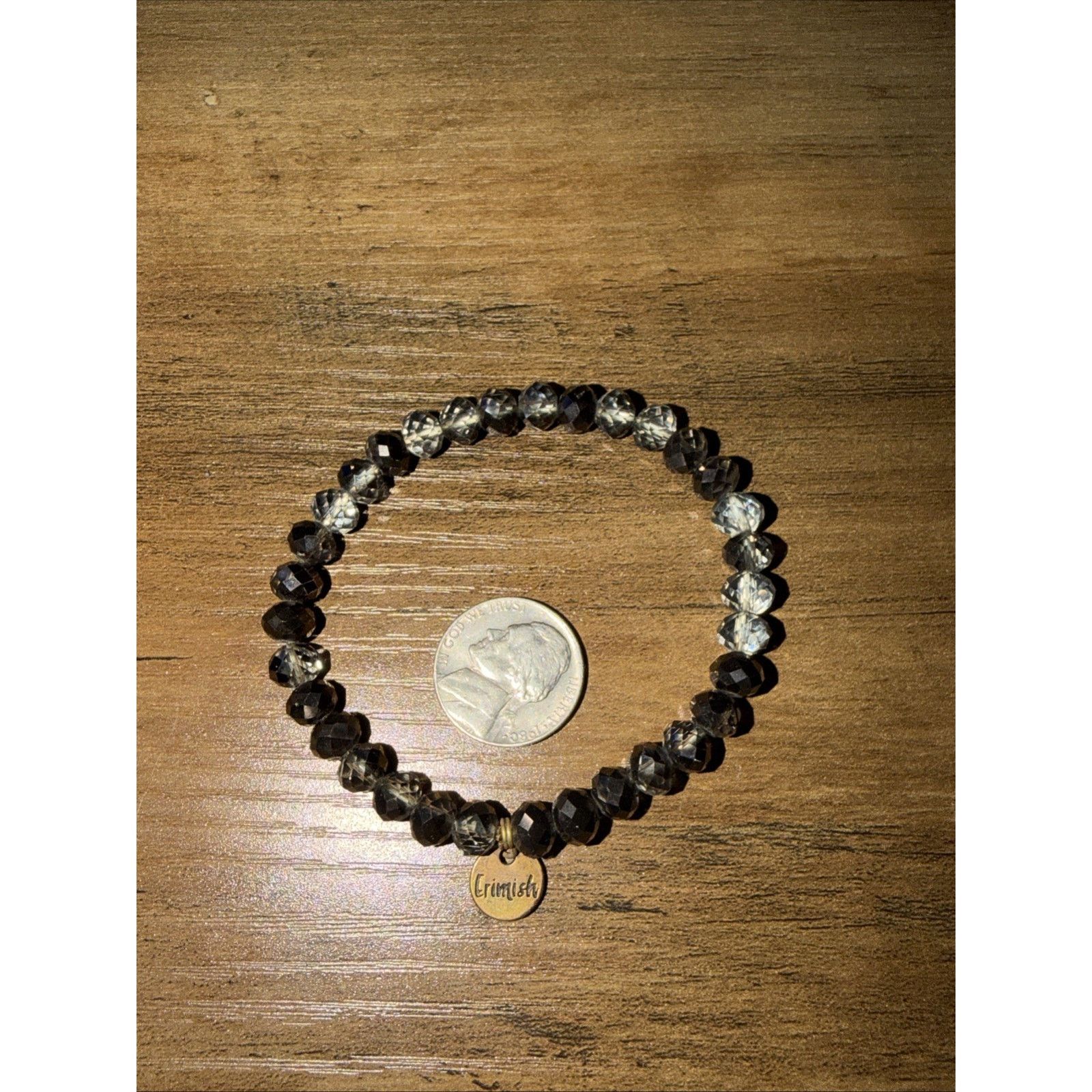 The Unbranded Brand ERMISH Black Gray Glass Beaded Bracelet Silver Tone Size ONE SIZE - 1 Thumbnail