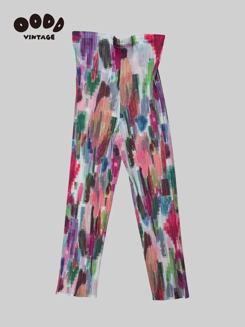 Issey Miyake Issey Miyake size:3 Rainbow color block pleated pants Size 22" - 2 Thumbnail