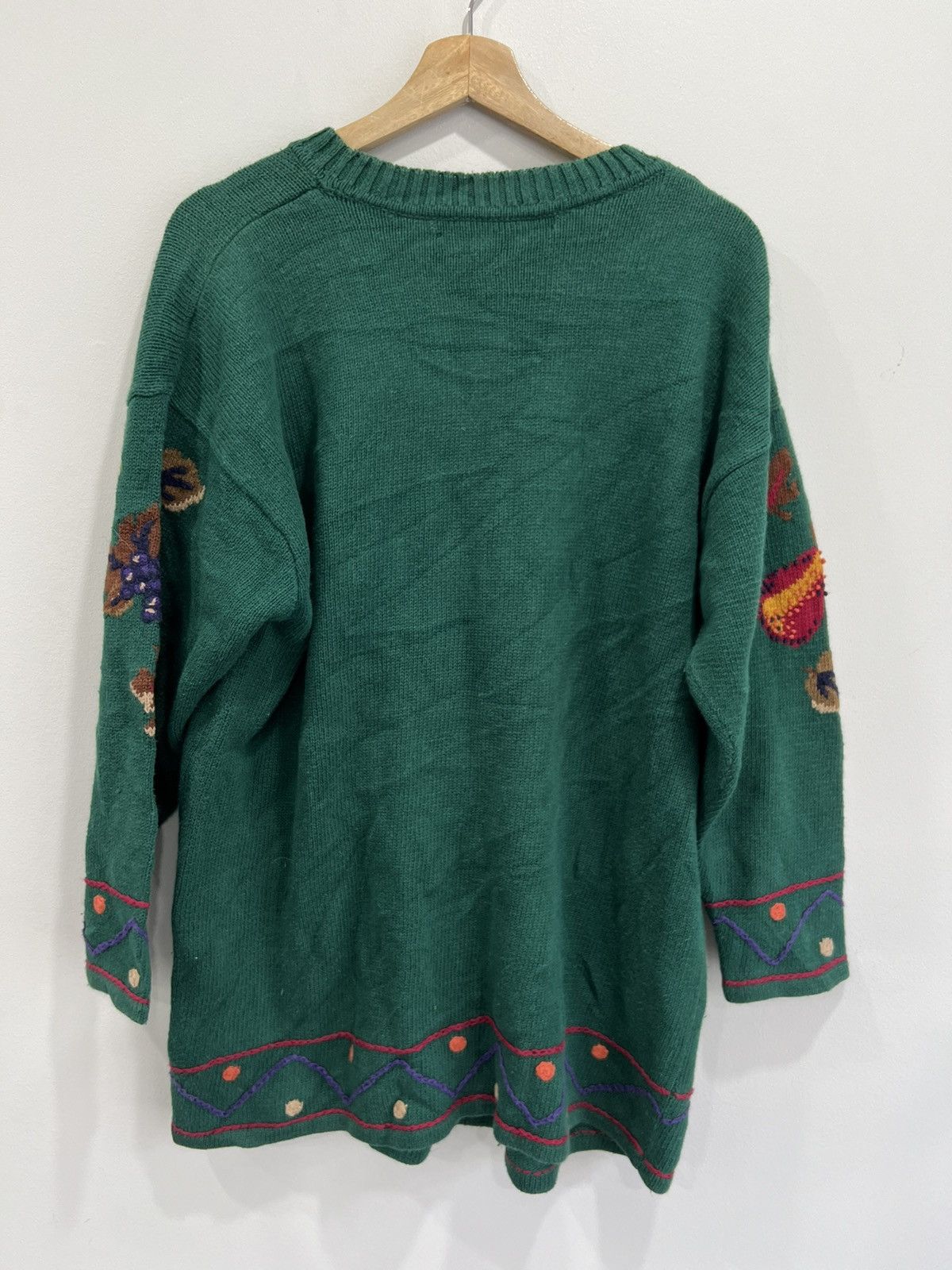 Vintage Vintage Womens Forest Green Fruits Knit print grape peach Size XL / US 12-14 / IT 48-50 - 2 Thumbnail