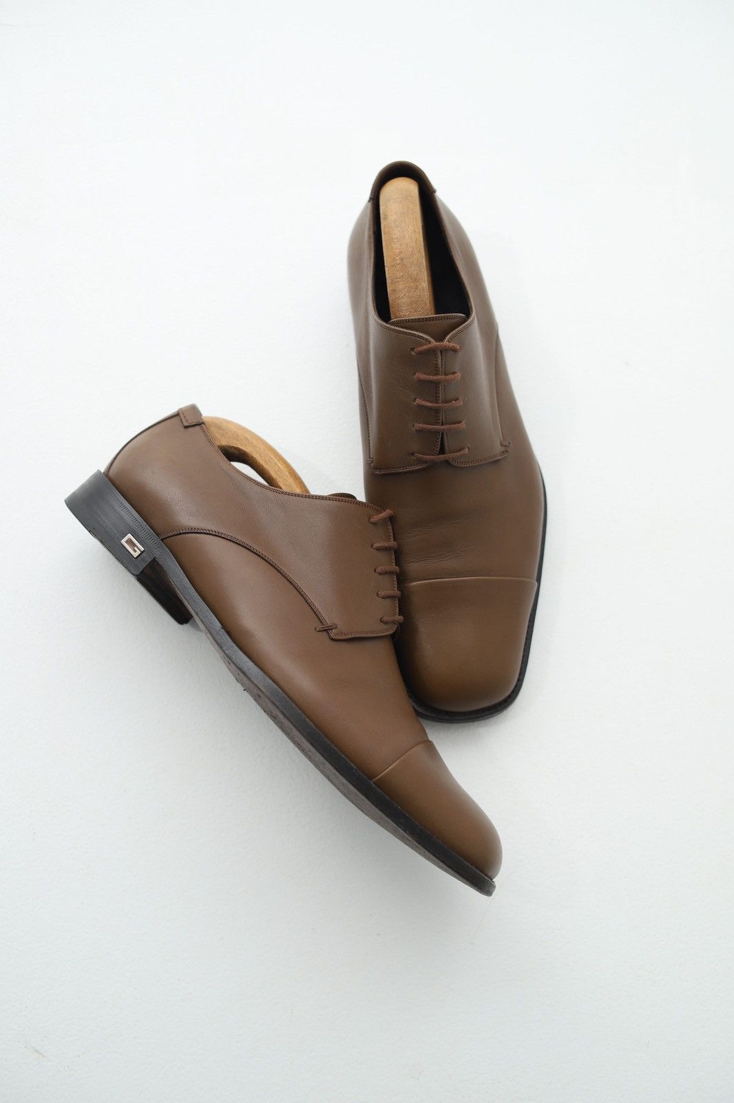 Gucci GUCCI Derby Leather Shoes Lace Up GG Metal Logo Brown Men’s Size US 9.5 / EU 42-43 - 2 Thumbnail