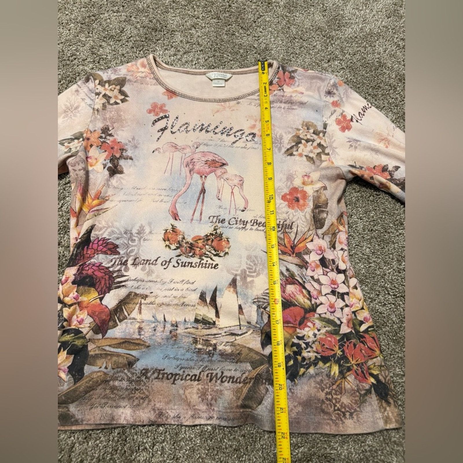 Other (Christoper & Banks) Y2K 2000s Flamingo 3/4 Top: Size Medium Size M / US 6-8 / IT 42-44 - 6 Thumbnail