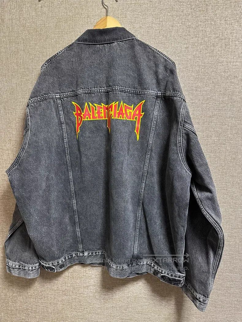 Balenciaga Rock Band Lightning Logo Denim Jacket