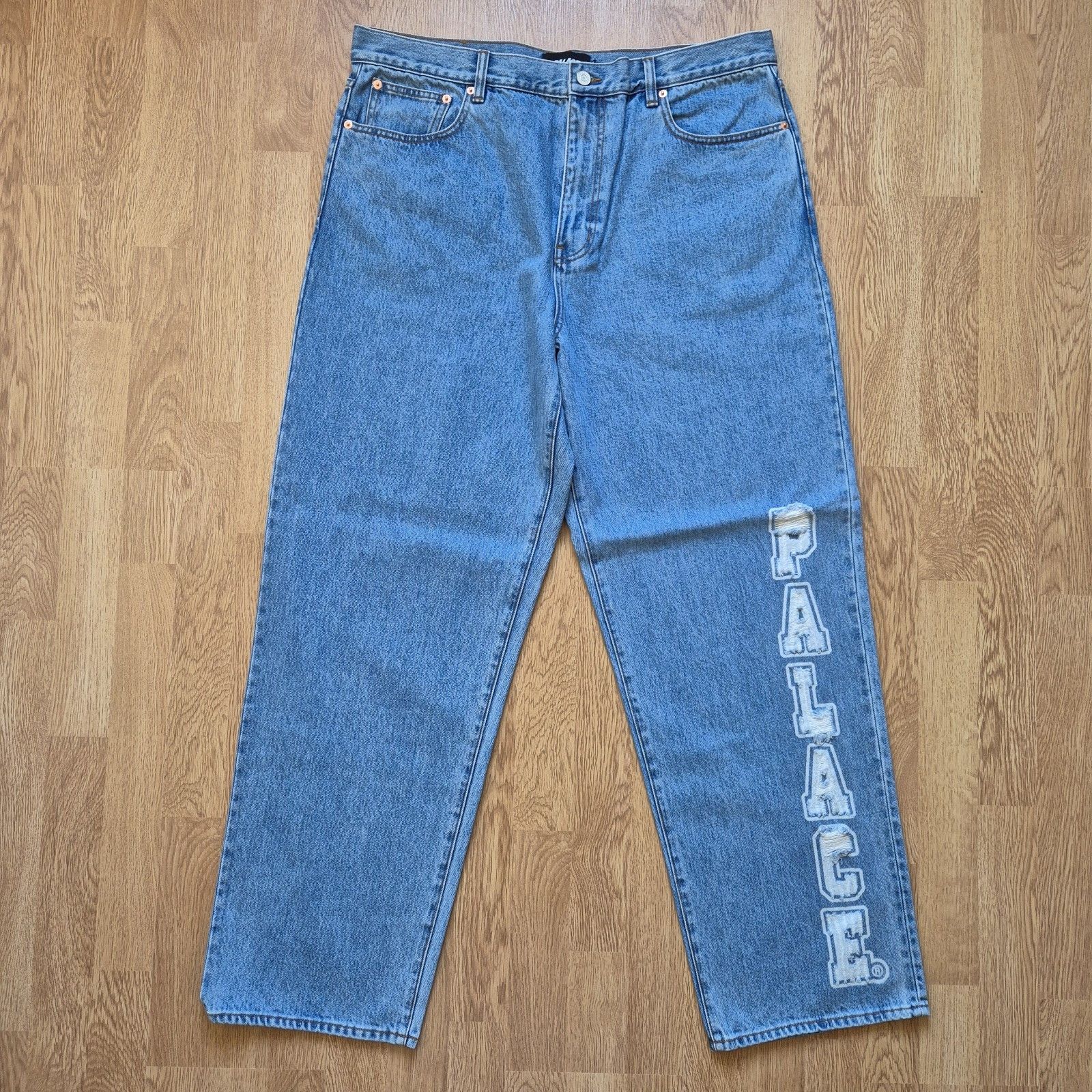 Palace Palace P90 College Stress Baggy Jean Stone Wash Blue 36 FW24 Size US 36 / EU 52 - 2 Thumbnail