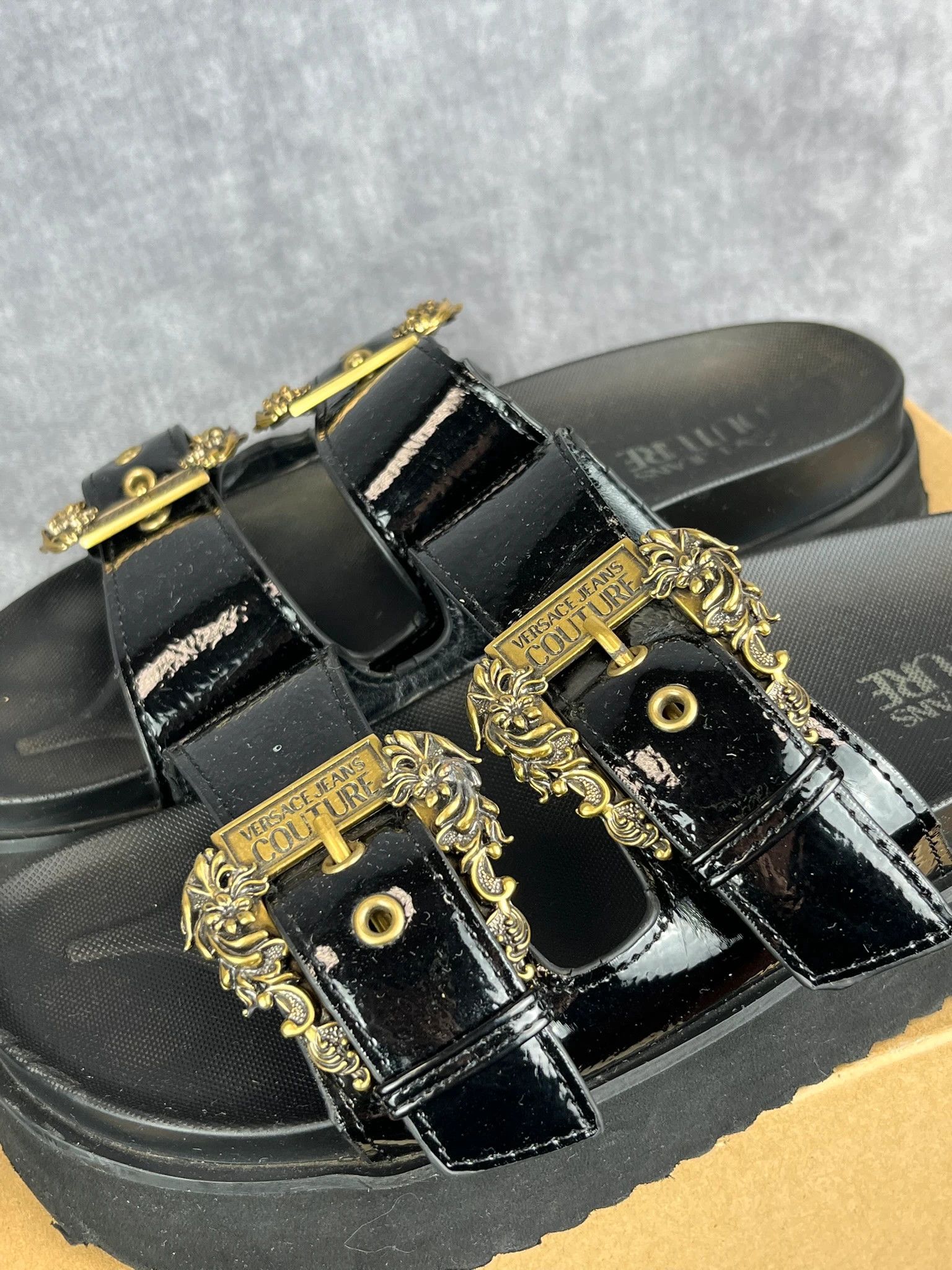 Versace Versace black gold designer slides Size US 11 / IT 41 - 3 Thumbnail