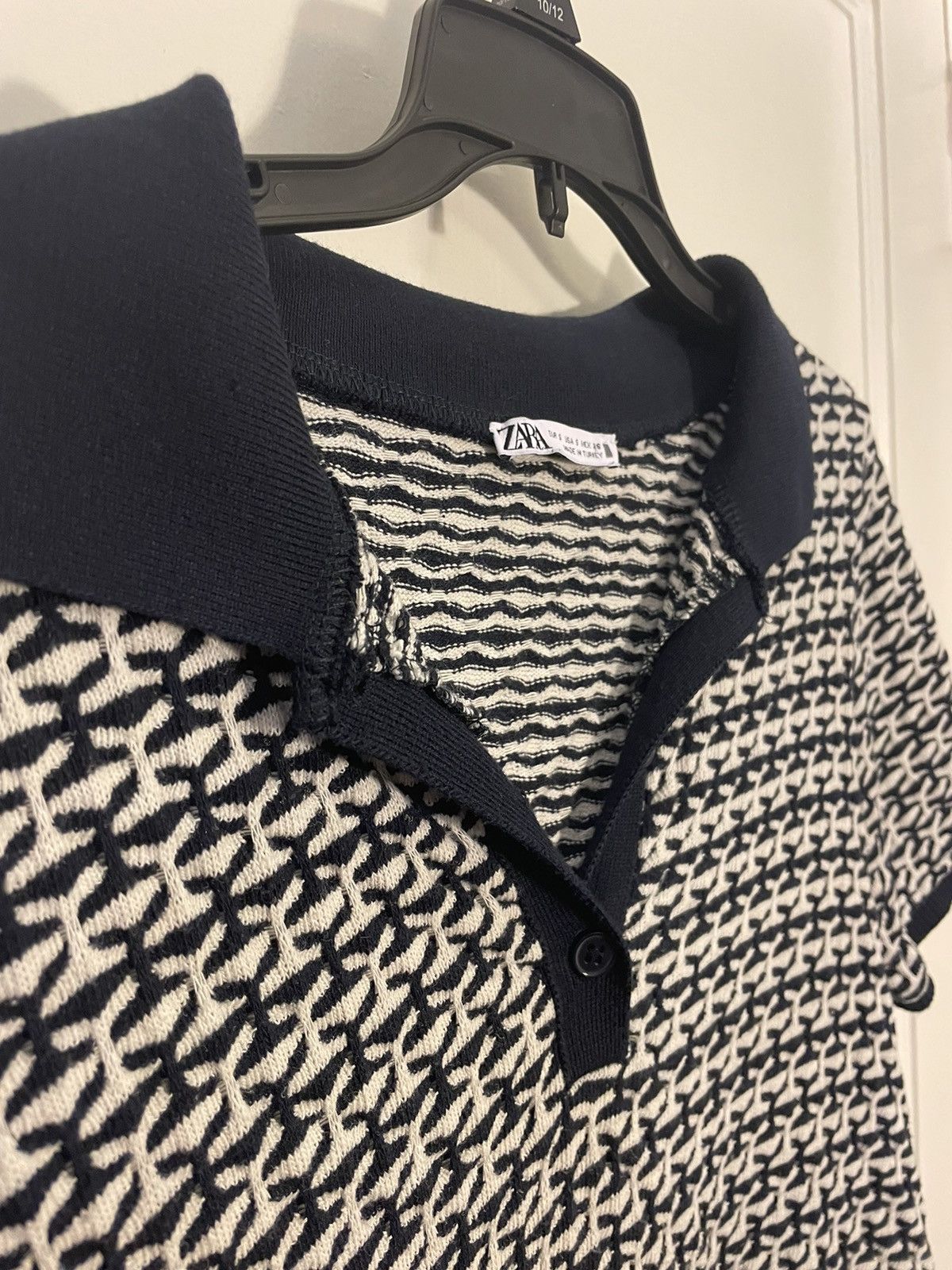 Polo Ralph Lauren × Vintage Men’s Small Navy blue and White Textured Polo Tee Size US S / EU 44-46 / 1 - 3 Thumbnail