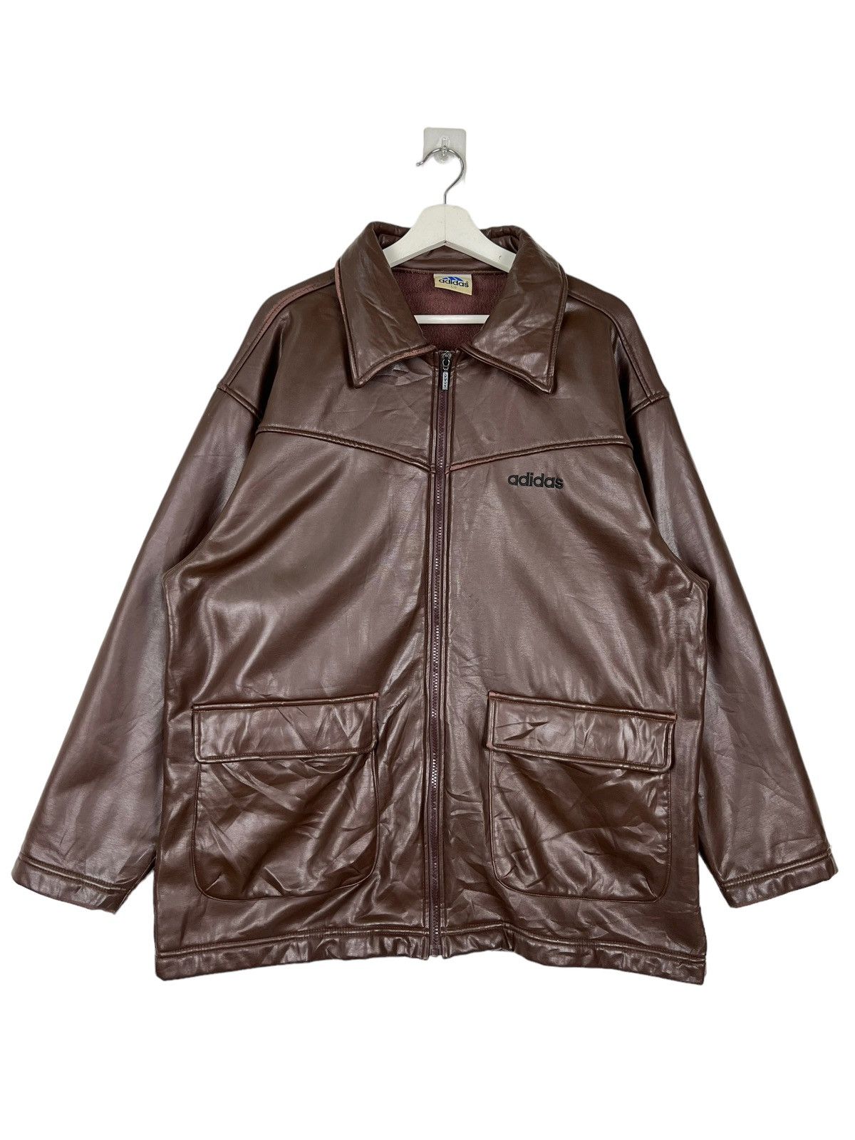 Adidas 🔥 VINTAGE 90s ADIDAS RUN DMC HIP HOP RAPPER SYNTETIC JACKET Size US L / EU 52-54 / 3 - 3 Thumbnail