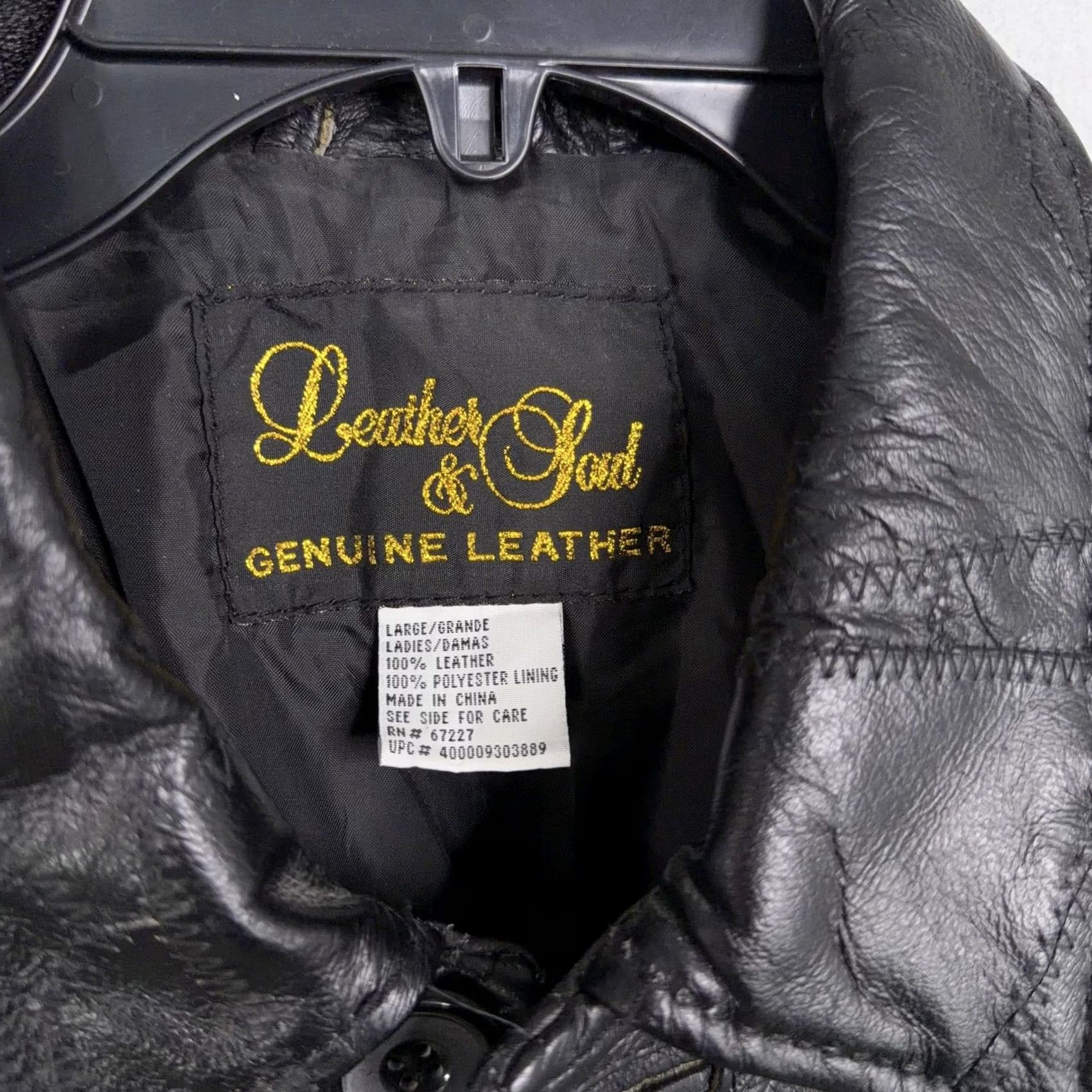 Vintage Leather & Soul Jacket Women's Large Black Genuine Leather Button Front Patchwork Short Coat - Casual, Classic, Lined, Pockets, Fall/Winter Size L / US 10 / IT 46 - 4 Thumbnail