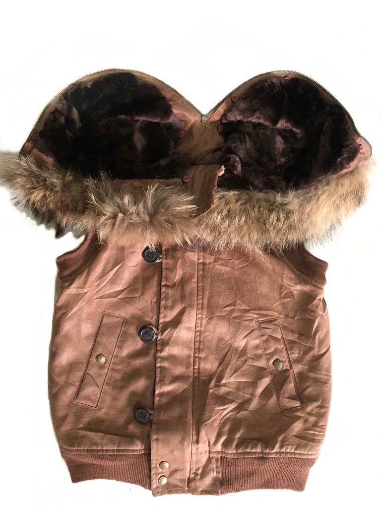 If Six Was Nine × Japanese Brand × Le Grande Bleu (L.G.B.) Jungle Cat Fur Hooded Mole Skin Sleeve less LGB style Jacket Size S / US 4 / IT 40 - 1 Thumbnail