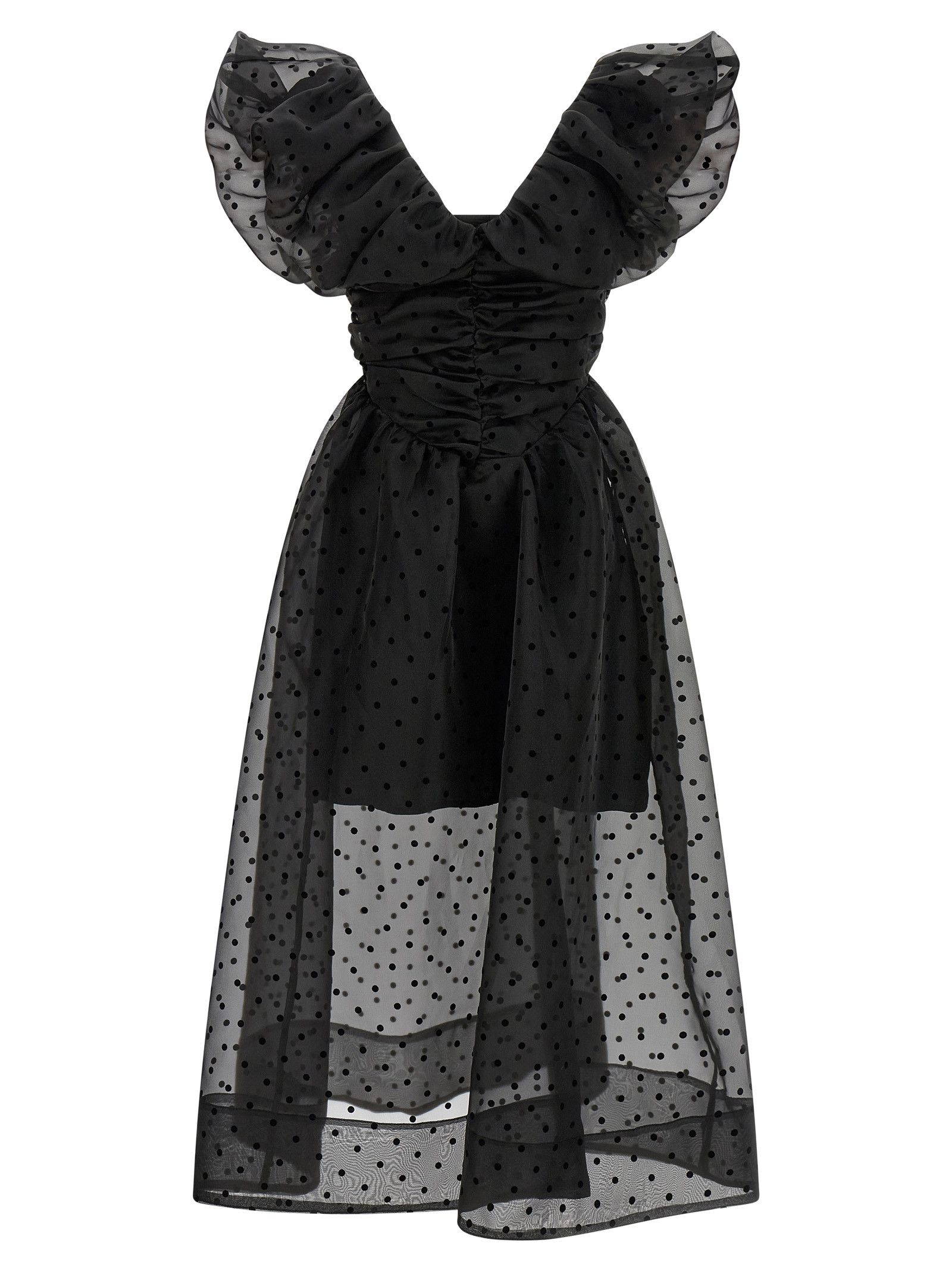 Ganni 'Black Organza Ruched' Dress Size XS / US 0-2 / IT 36-38 - 1 Thumbnail