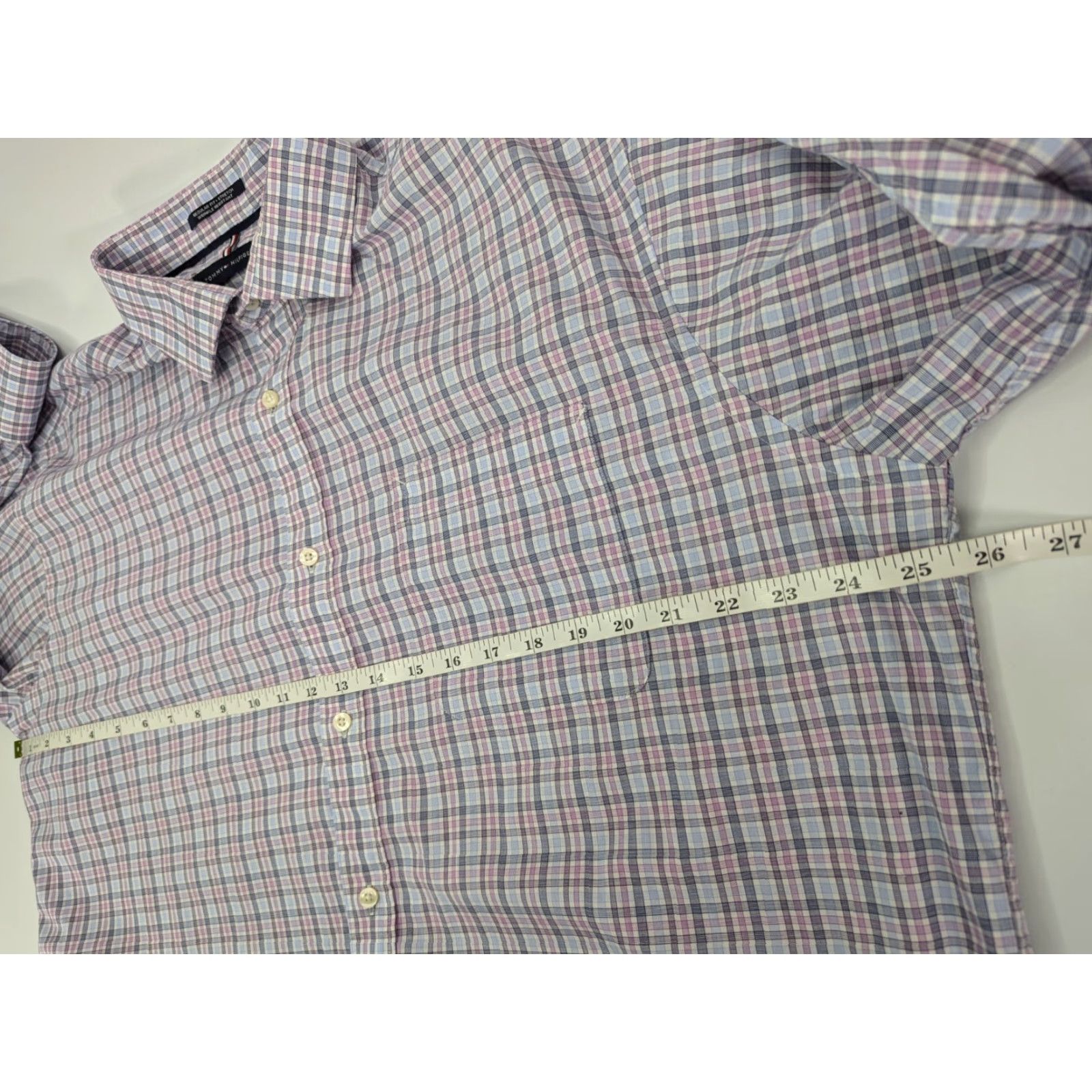Tommy Hilfiger Tommy Hilfiger Purple Plaid Shirt XL Regular Fit Button-Down wrinkle Resistant Casual Dress Shirt Mens Regular Fit Shirt Size US XL / EU 56 / 4 - 6 Thumbnail