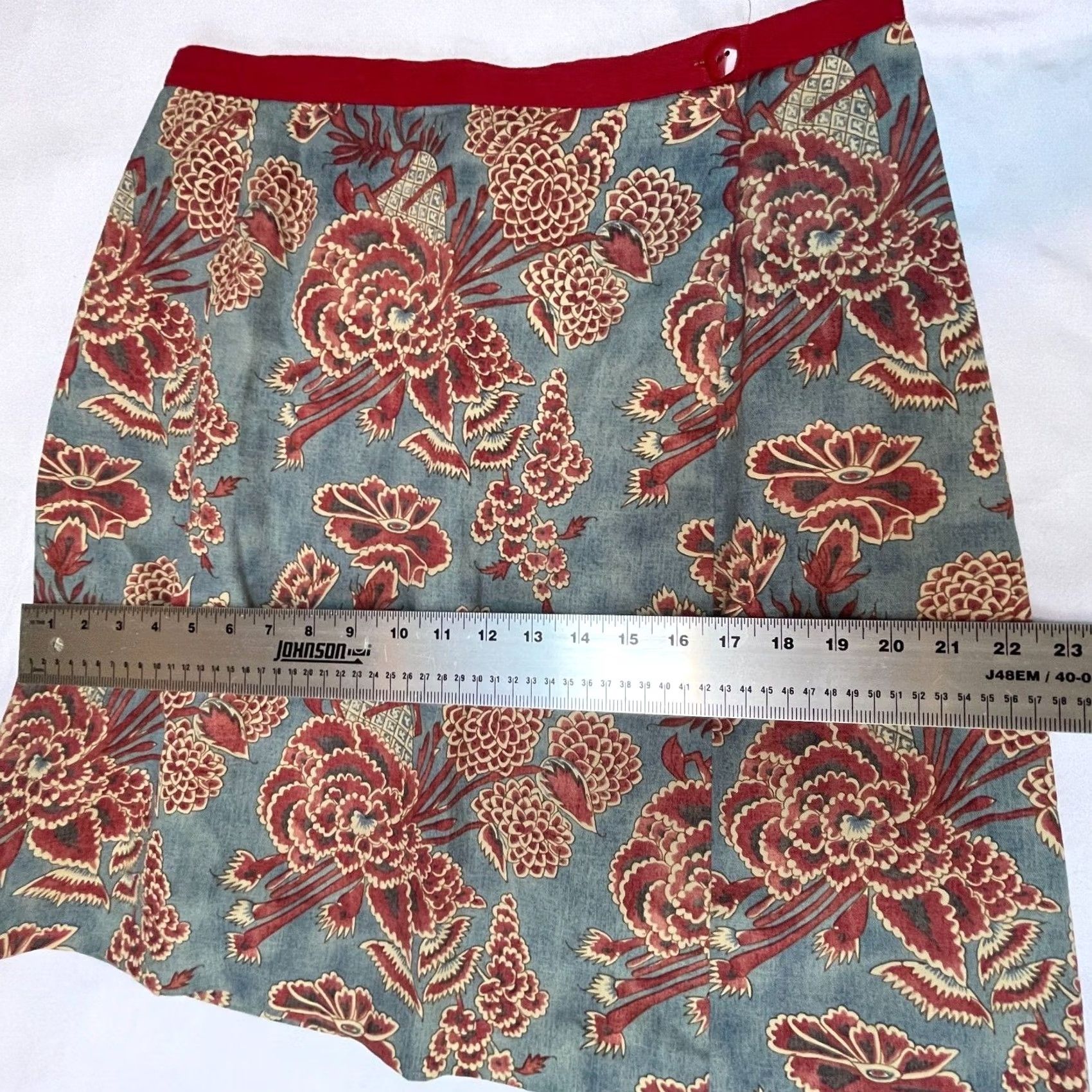 Coldwater Creek Coldwater Creek Wrap Skirt Women's Large Floral Print Blue Red Cotton Casual Size 36" / US 14 / IT 50 - 5 Thumbnail