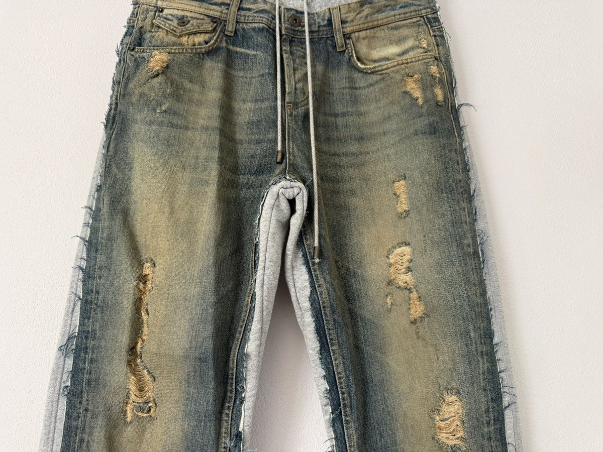 Dolce & Gabbana Distressed Hybrid Denim Sweatpants with Raw Edges Size US 34 / EU 50 - 3 Thumbnail