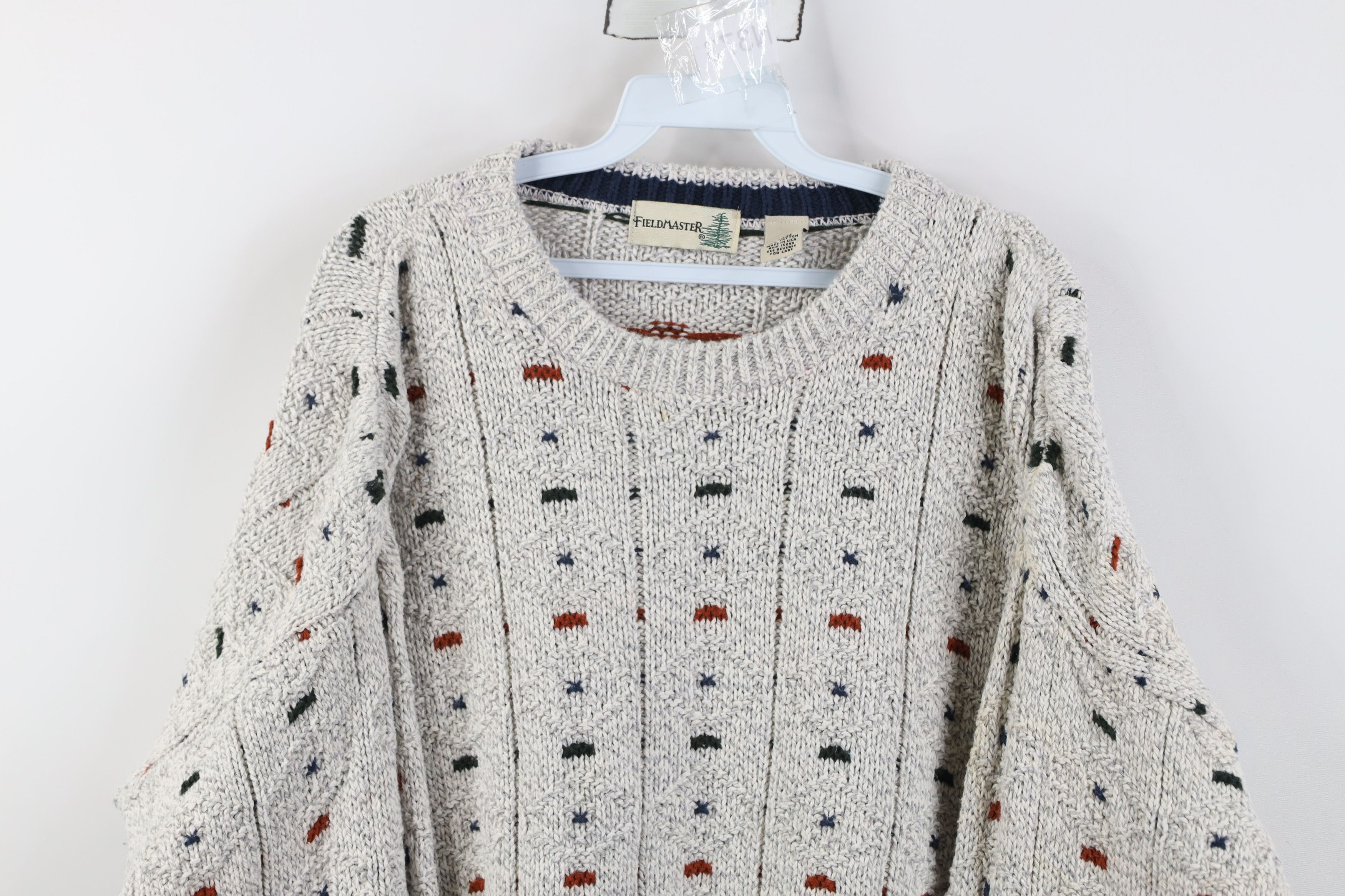 Vintage Vintage 90s Streetwear Cotton Geometric Knit Sweater USA Size US L / EU 52-54 / 3 - 2 Thumbnail