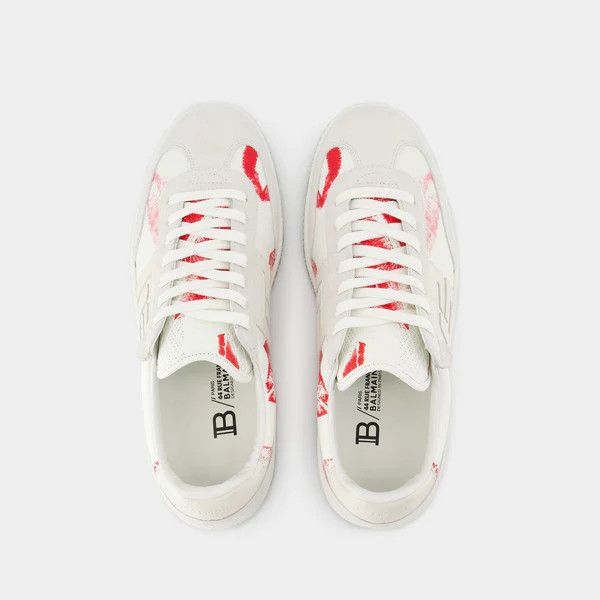 Balmain o1s1wg111225 Leather Lips Swan Sneakers in White Size US 8 / EU 41 - 4 Thumbnail