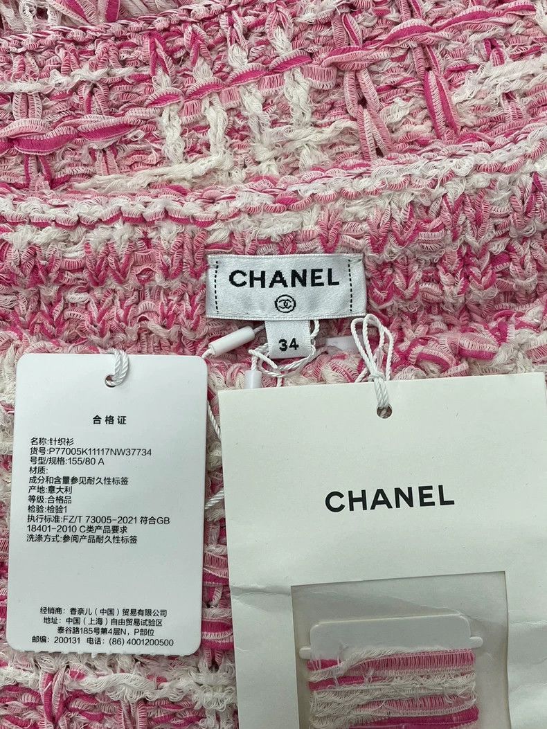 Chanel Chanel 24P pink and white color-matched tassel long sleeve Size XXS / US 00 / IT 34 - 4 Thumbnail