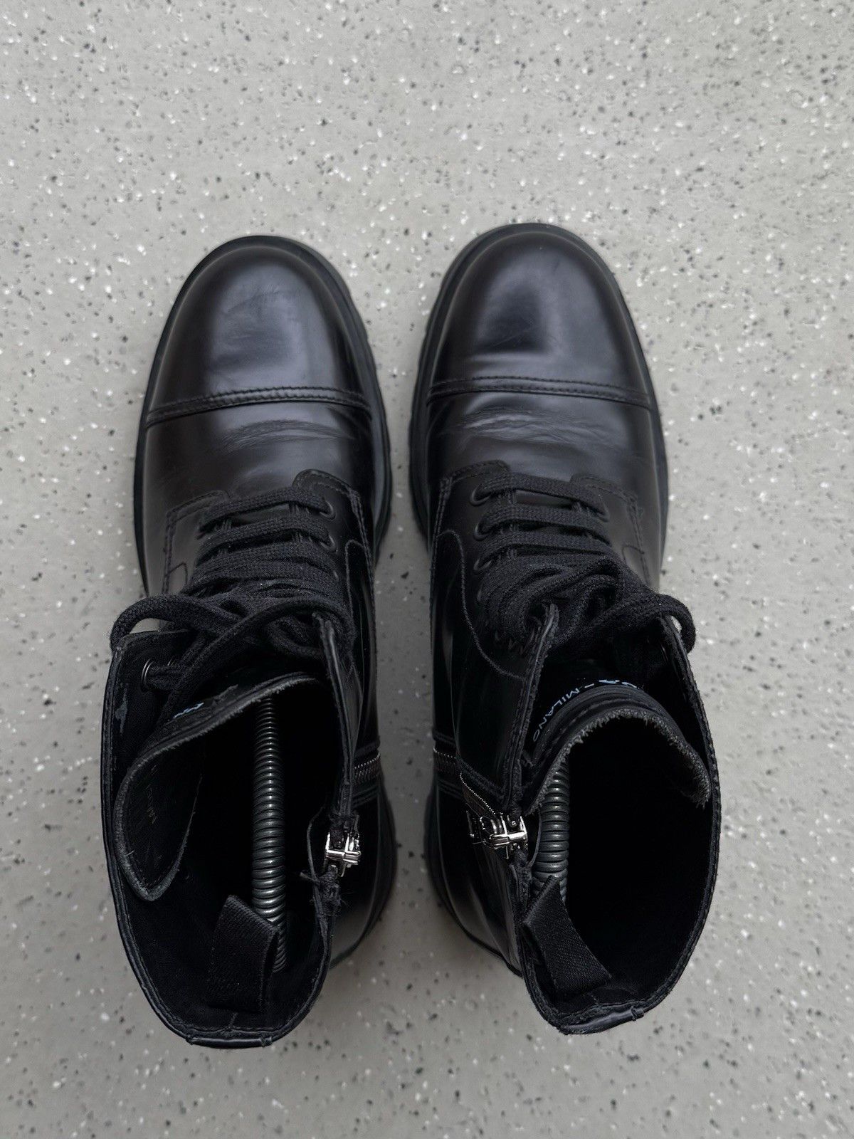 Prada DDP Prada Spazzolato Womens Combat Ankle Boots Black Size 36 Size US 6 / IT 36 - 8 Thumbnail