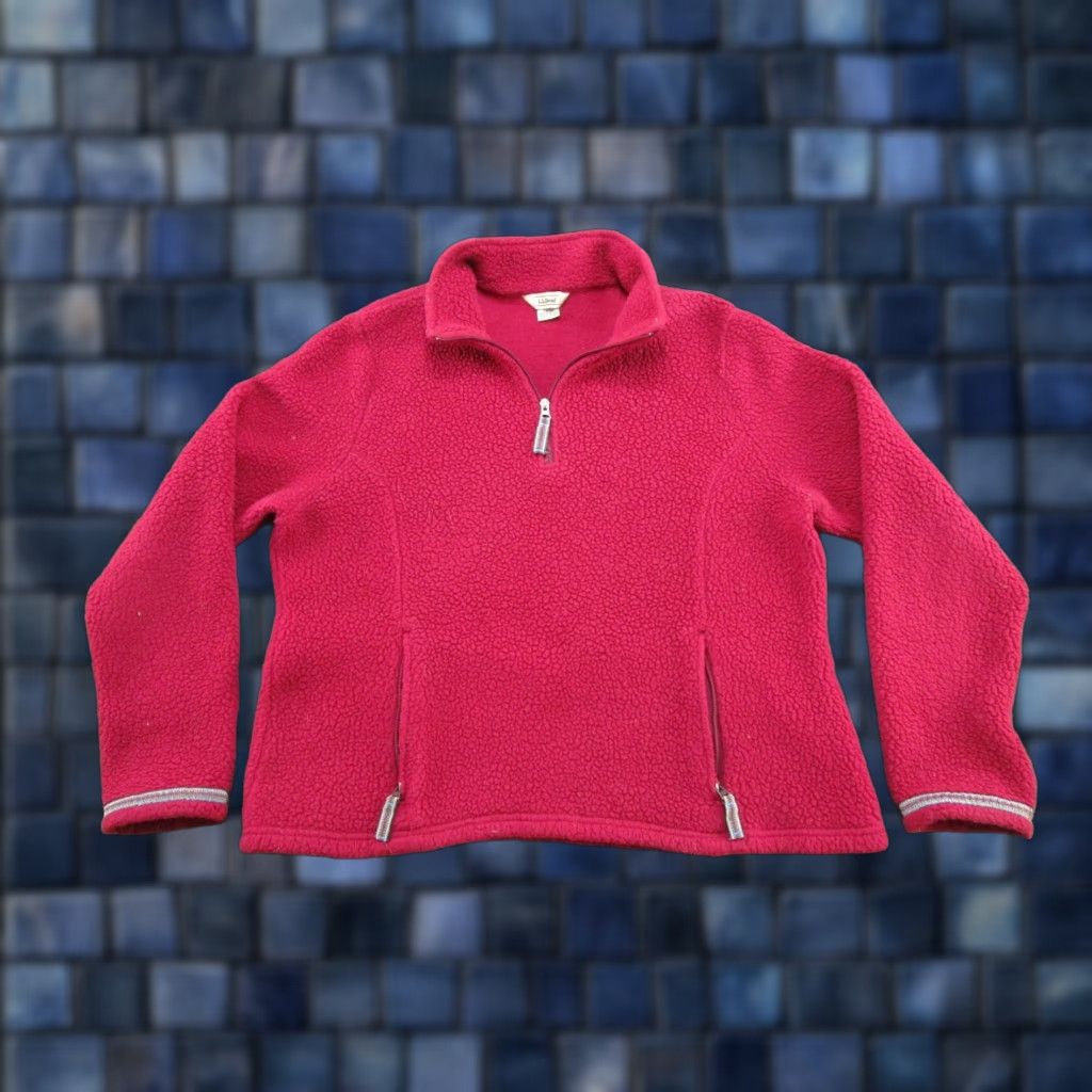 Vintage L.L.Bean Jacket Womens XL Red Half Zip BOA FLEECE Sherpa Comfort Basic Jacket Womens XL Red Size XL / US 12-14 / IT 48-50 - 1 Thumbnail