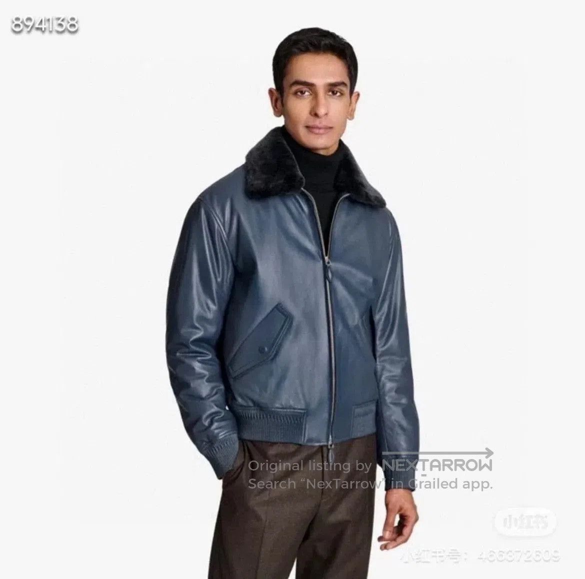 Berluti Berluti Men's Blue Pilot Leather Jacket. Size US M / EU 48-50 / 2 - 7 Thumbnail