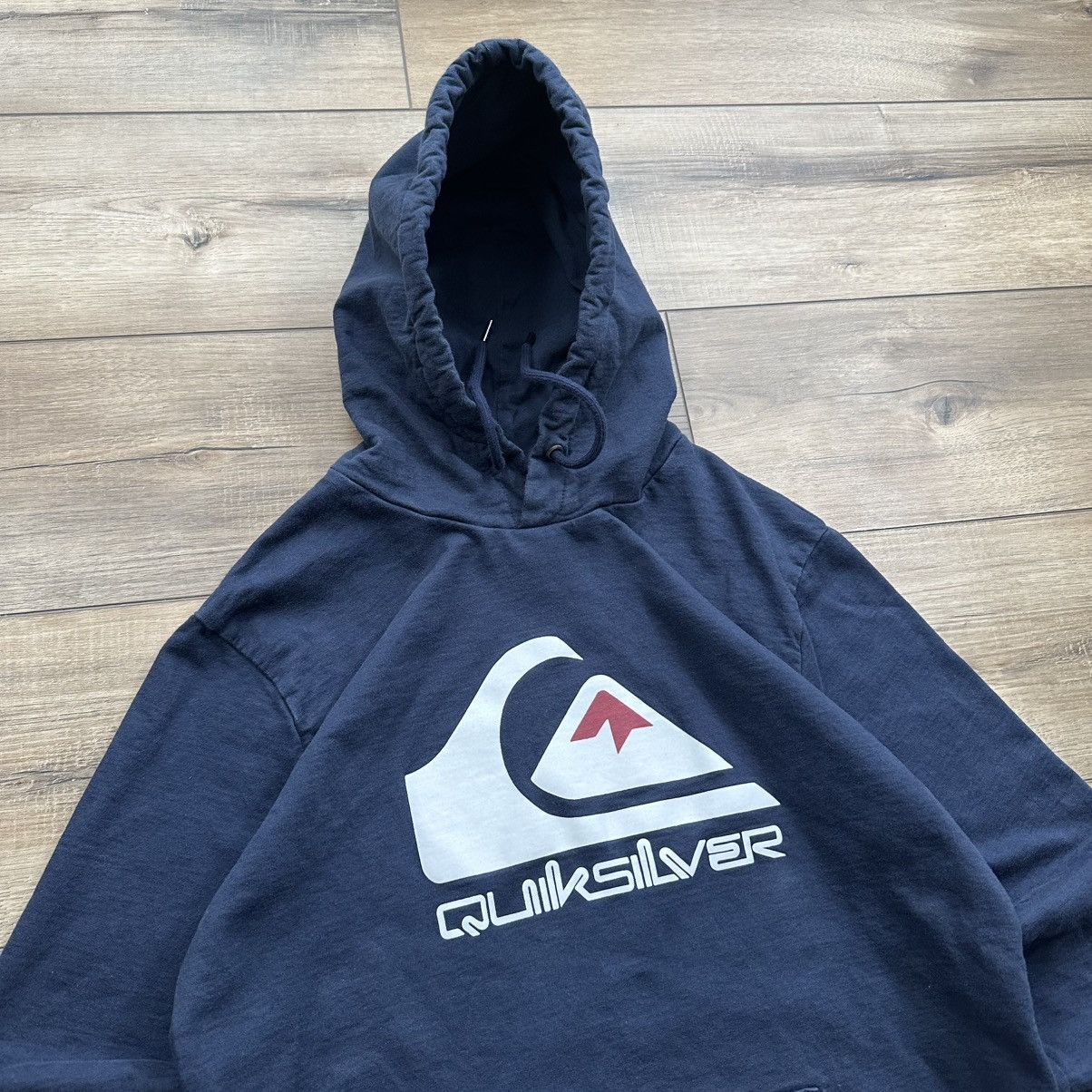 Quiksilver Vintage 2000s Y2K Quiksilver Navy Surf Pullover Hoodie Size US M / EU 48-50 / 2 - 4 Thumbnail