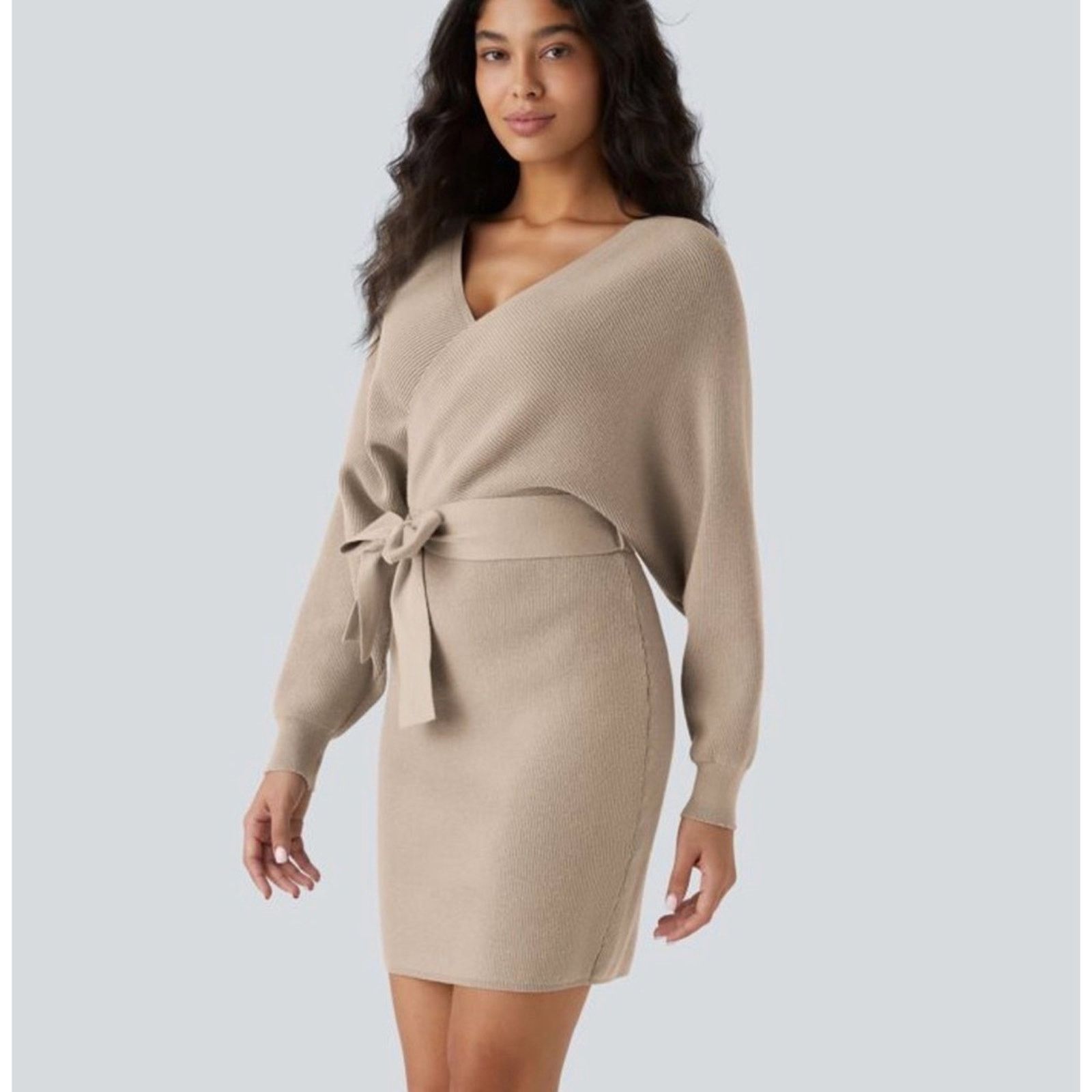 Other New Chic Tan Wrap Dress with Bow size S Size S / US 4 / IT 40 - 2 Thumbnail