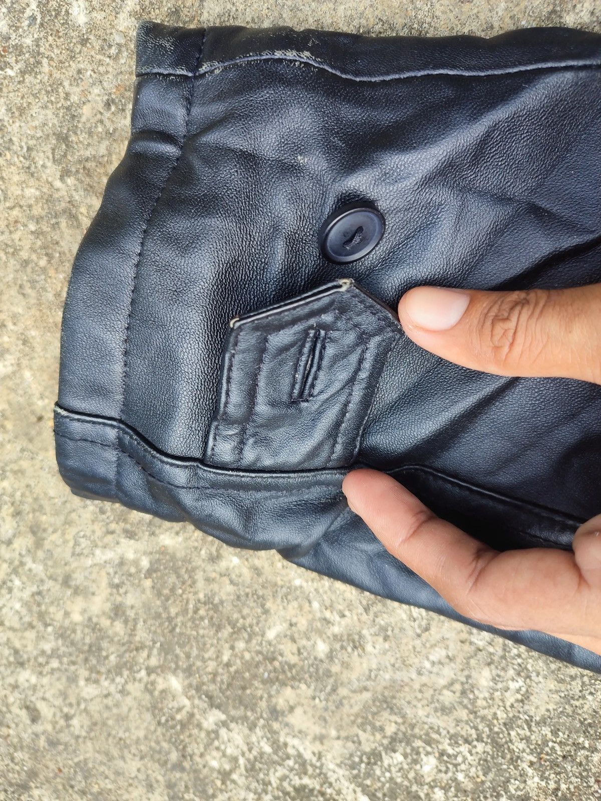 Leather Vintage Dockland Blue Leather Car Coat – Quilted Lining Size US L / EU 52-54 / 3 - 6 Thumbnail