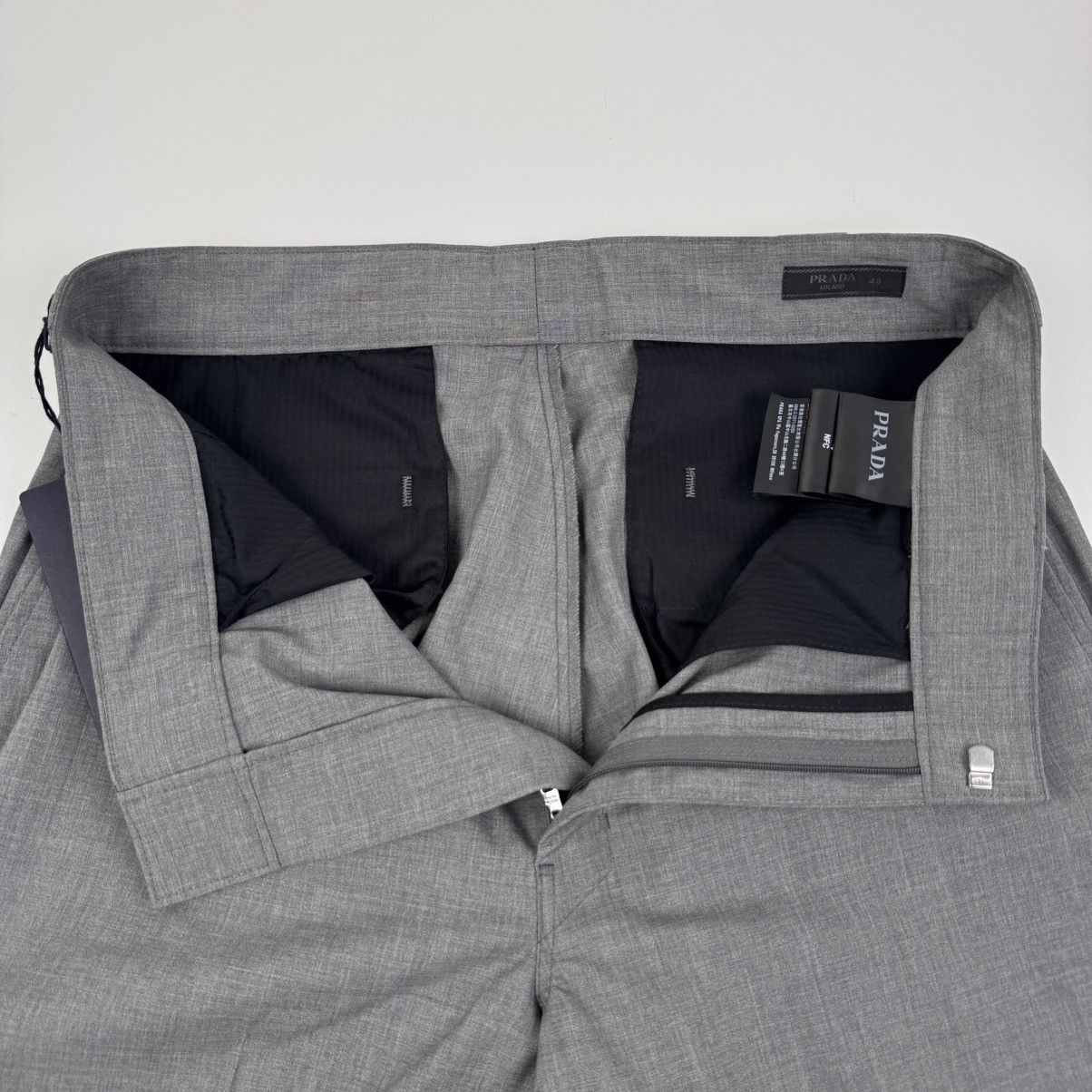 Prada Prada SS2024 Main-Line Light Gray Wide Fine Wool Pants Size US 34 / EU 50 - 3 Thumbnail