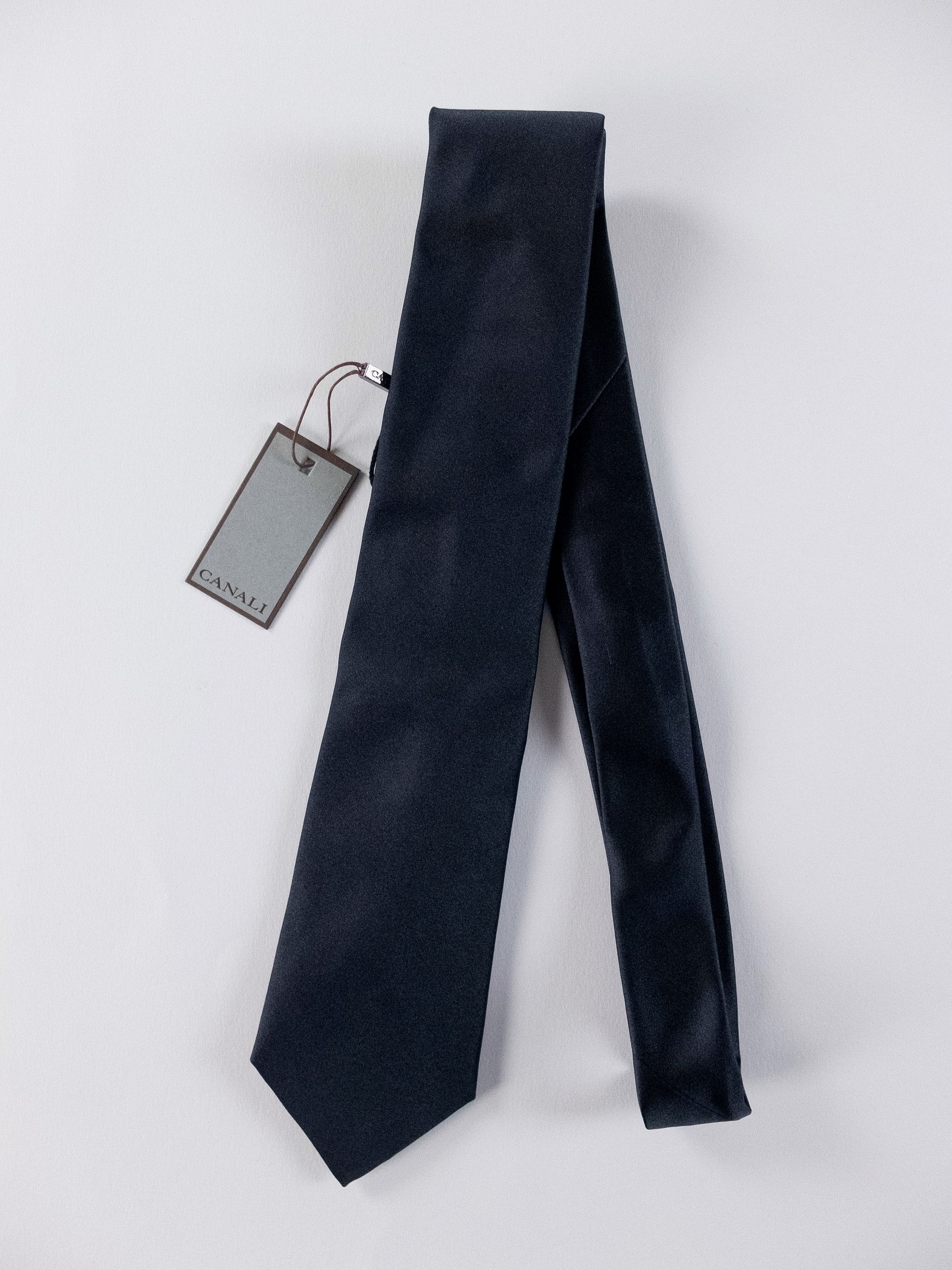 Canali CANALI solid navy blue woven silk tie authentic NWT Italy Size ONE SIZE - 1 Thumbnail