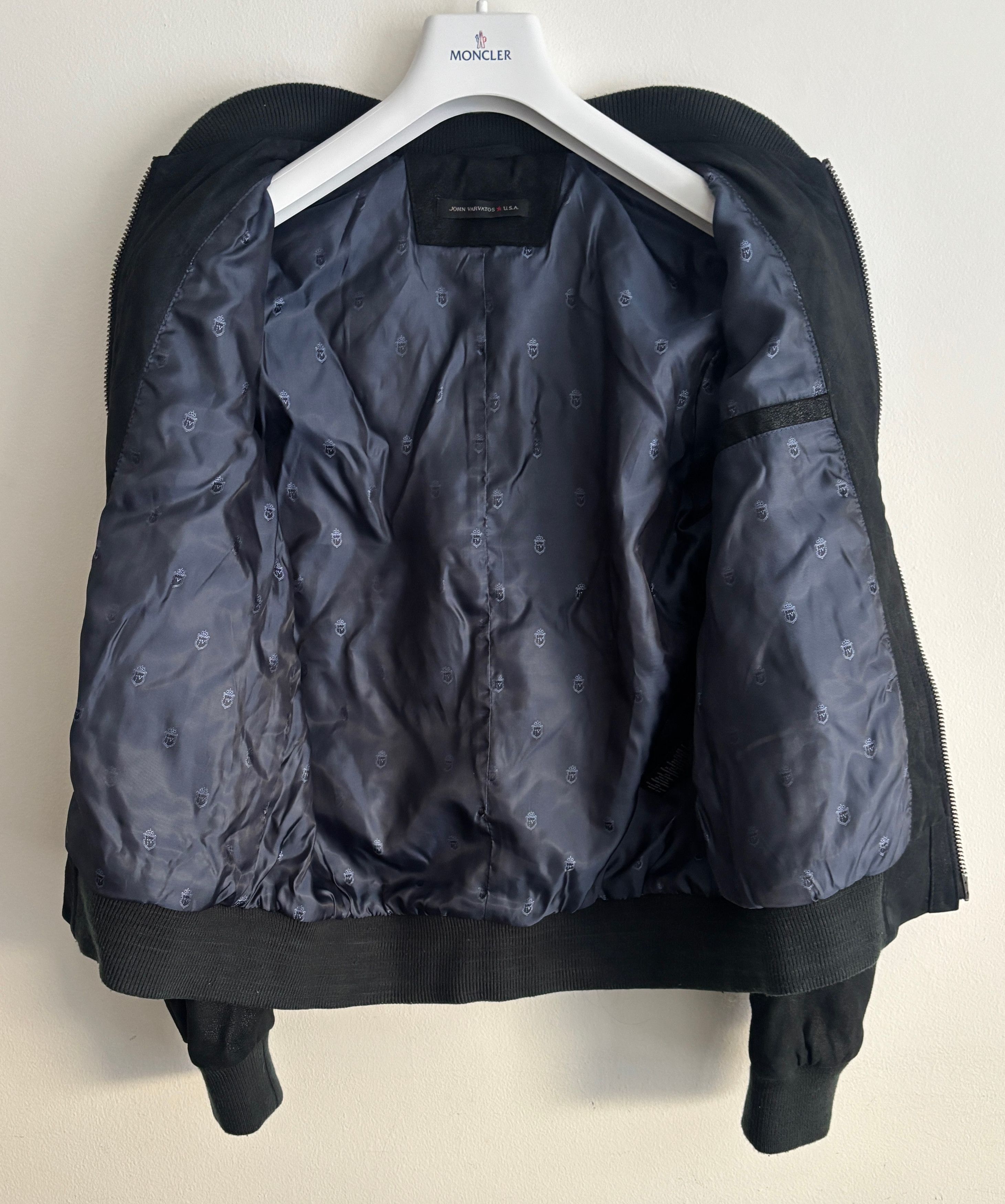 John Varvatos $100 Black Goatskin Suede Double Zip Bomber Jacket Small Size US S / EU 44-46 / 1 - 7 Thumbnail