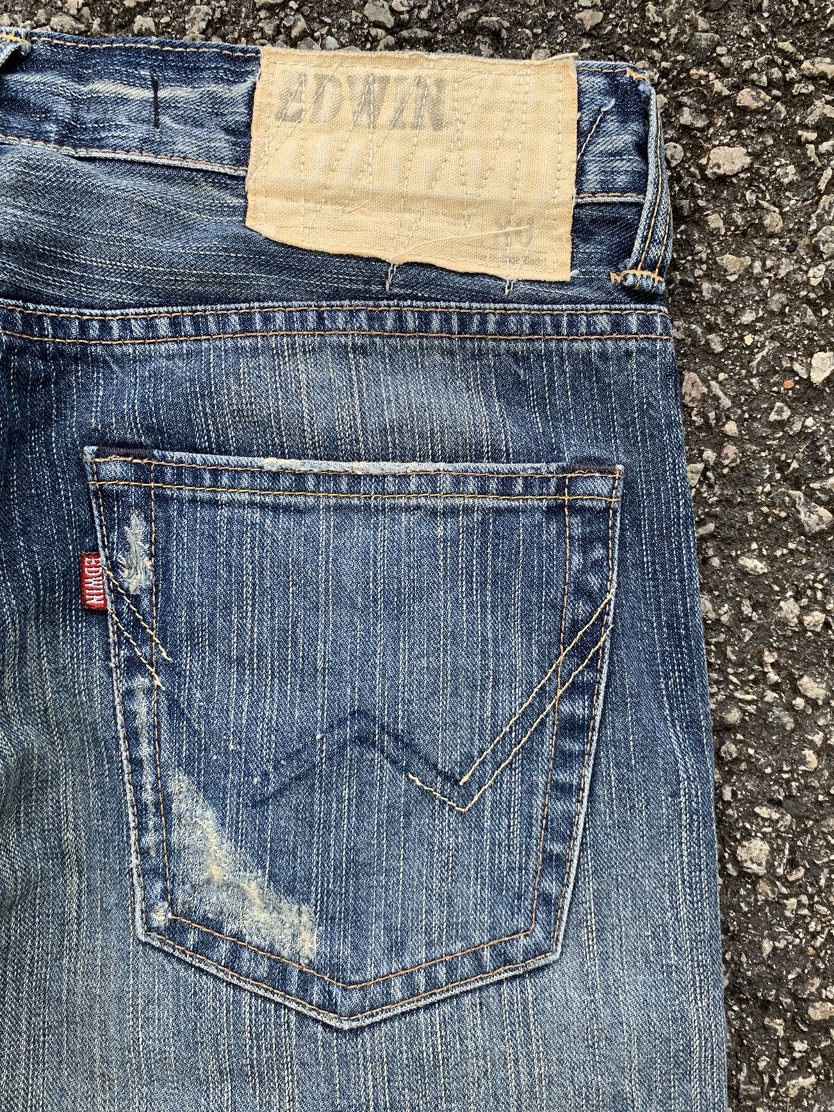 Edwin FLARE💥 EDWIN XV PUNK FADED RUSTY JAPANESE DISTRESSED DENIM🎌☠️ Size US 30 / EU 46 - 12 Thumbnail