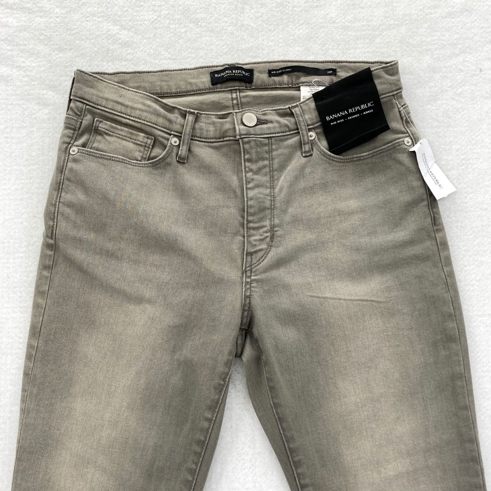 Banana Republic Banana Republic Premium Denim Jeans Women's 29P Gray Stretch Mid Rise Skinny NWT Size 29" - 2 Thumbnail