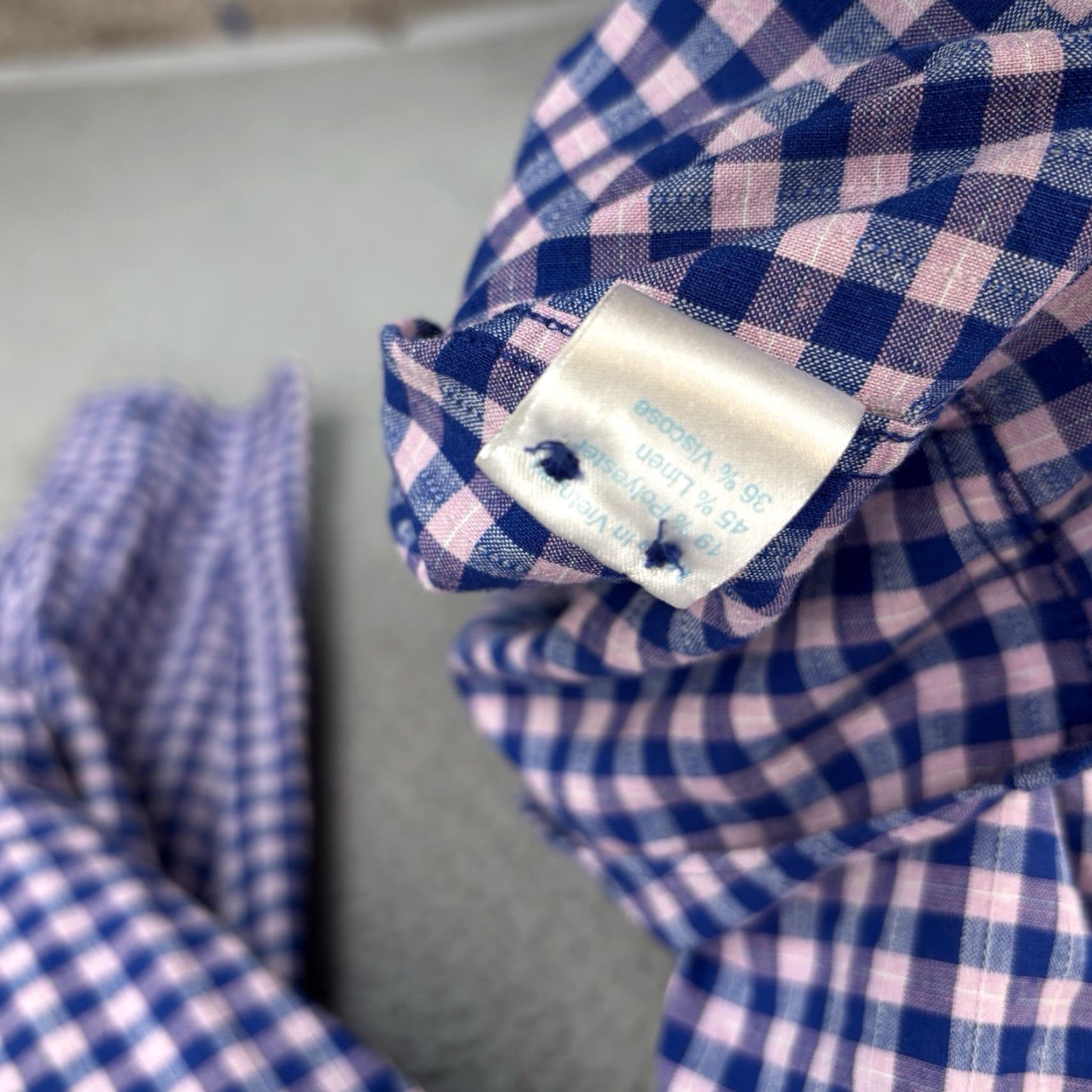 Vintage Twillory Untuckable Button Down Shirt Mens XL Blue Pink Check Linen Blend Size US XL / EU 56 / 4 - 4 Thumbnail