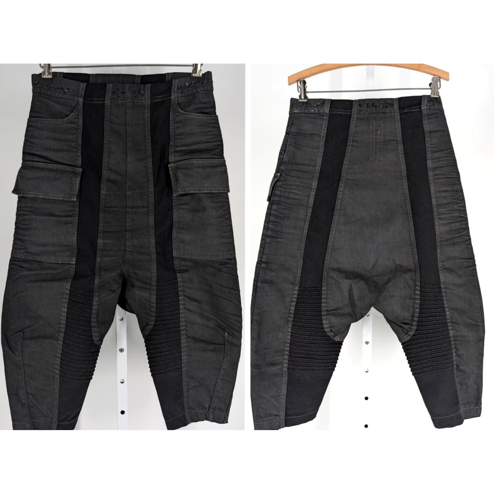 Rick Owens Rick Owens drkshdw Memphis Denim Jeans Cropped Cargo S Italy 30" Elastic Waist Charcoal Wash Mens Jeans Size US 29 - 2 Thumbnail