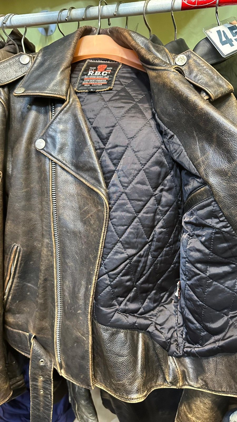Genuine Leather RBC LEATHER RIDING JACKET - RAMONES MODEL Size US L / EU 52-54 / 3 - 3 Thumbnail