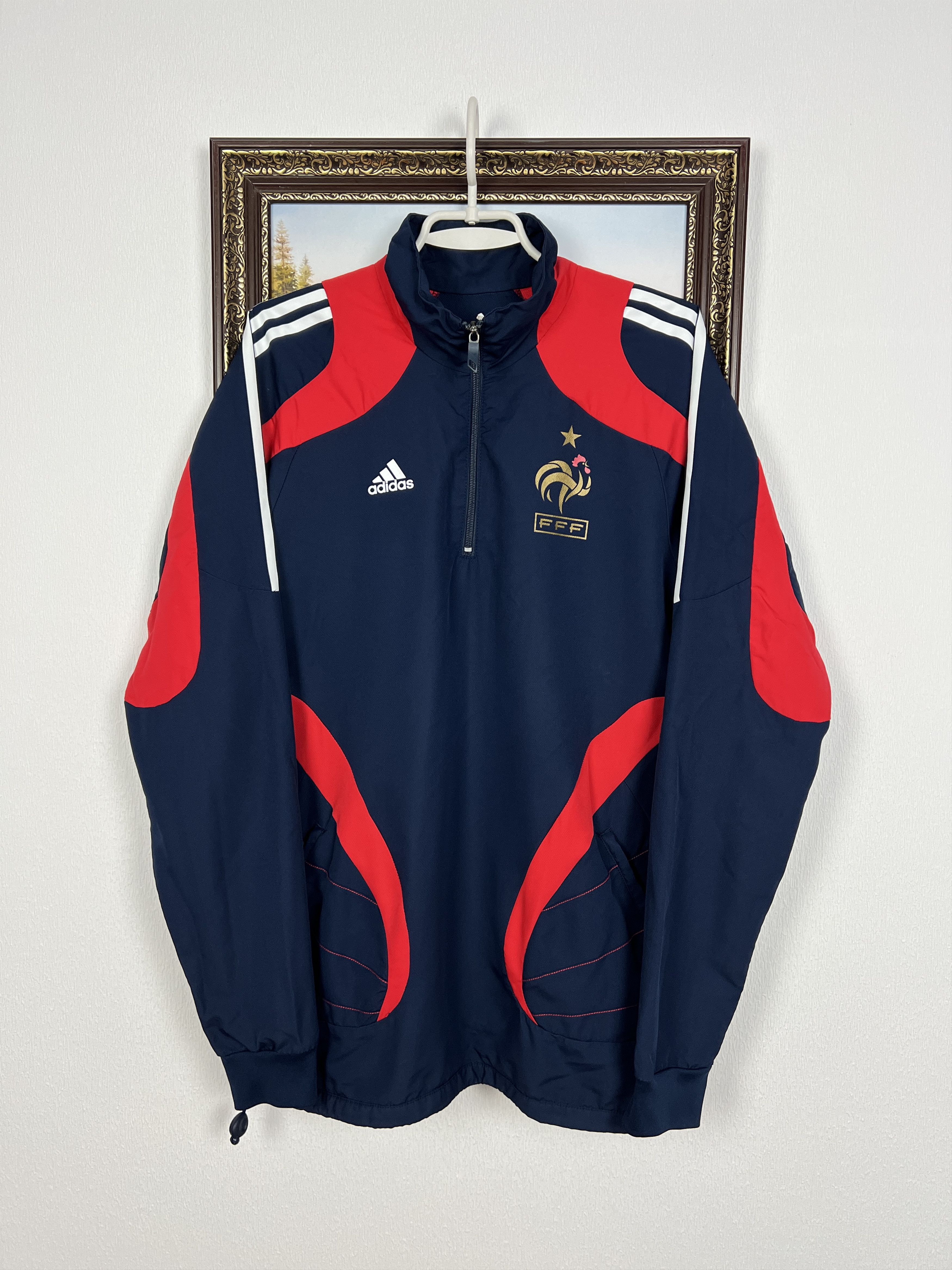 Adidas Vintage Adidas France Football Train Jacket Player Issue Size US L / EU 52-54 / 3 - 1 Thumbnail