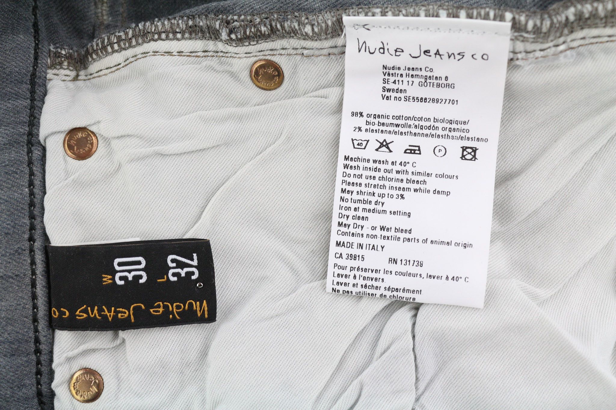 Nudie Jeans TIGHT LONG JOHN W30/L32 Organic Charcoal Jeans 82686 Size US 30 / EU 46 - 6 Thumbnail