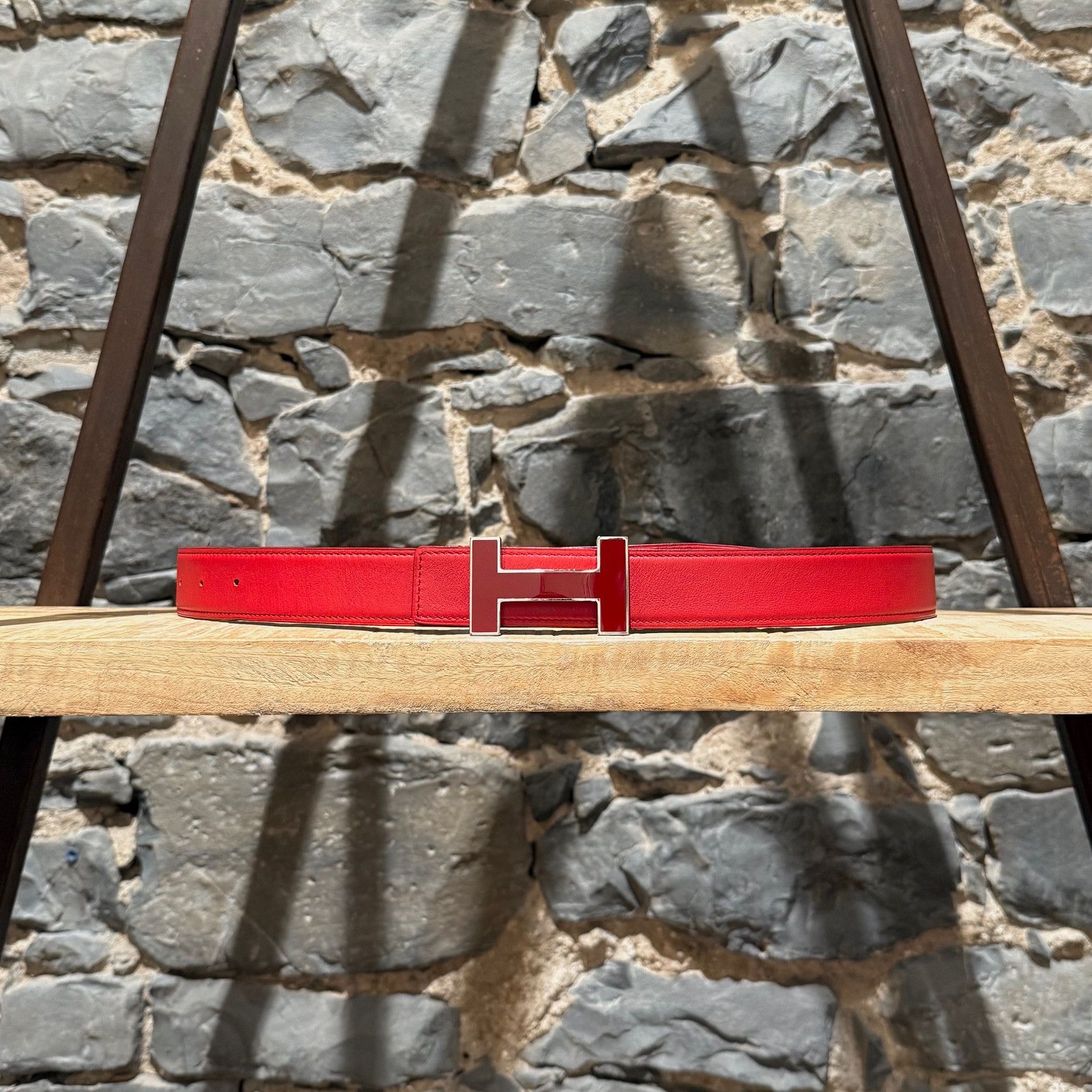 Hermes Hermès Red Enamel Quizz H Buckle Red Reversible Belt - 100cm Size ONE SIZE - 5 Thumbnail