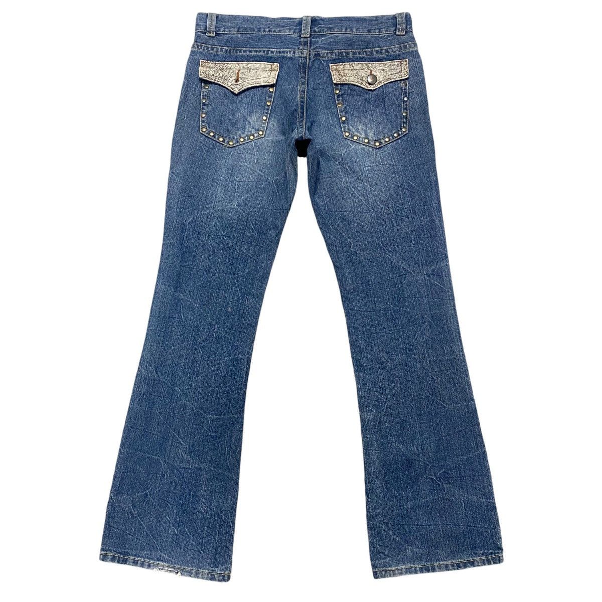 Japanese Brand OZZ FIRST PINBALL Denim Flare Jeans Studded Size US 34 / EU 50 - 2 Thumbnail