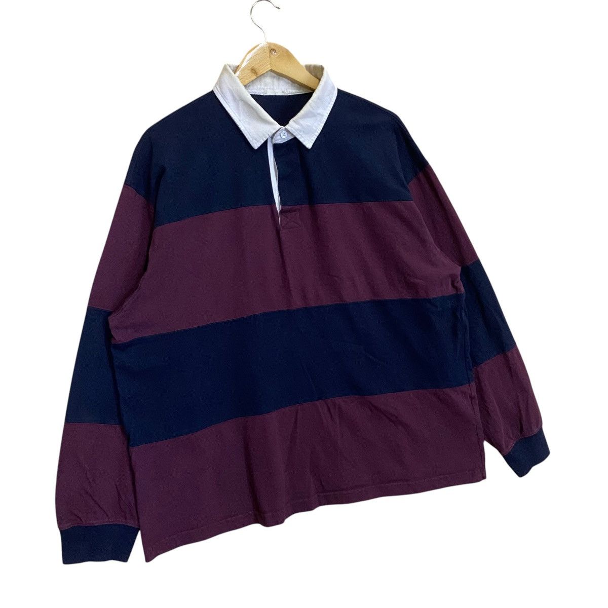 Japanese Brand × Polo Ralph Lauren × Vintage Polo Rugby Stripe Baggy Medium Size Size US L / EU 52-54 / 3 - 2 Thumbnail