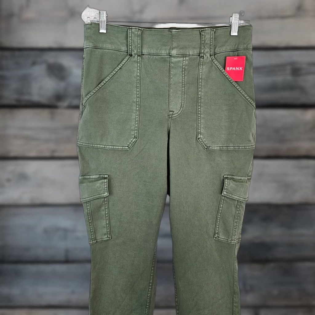 Spanx Spanx Womens Stretch Twill Ankle Cargo Pants 1X Green High Rise Size 40" / US 18 - 1 Thumbnail