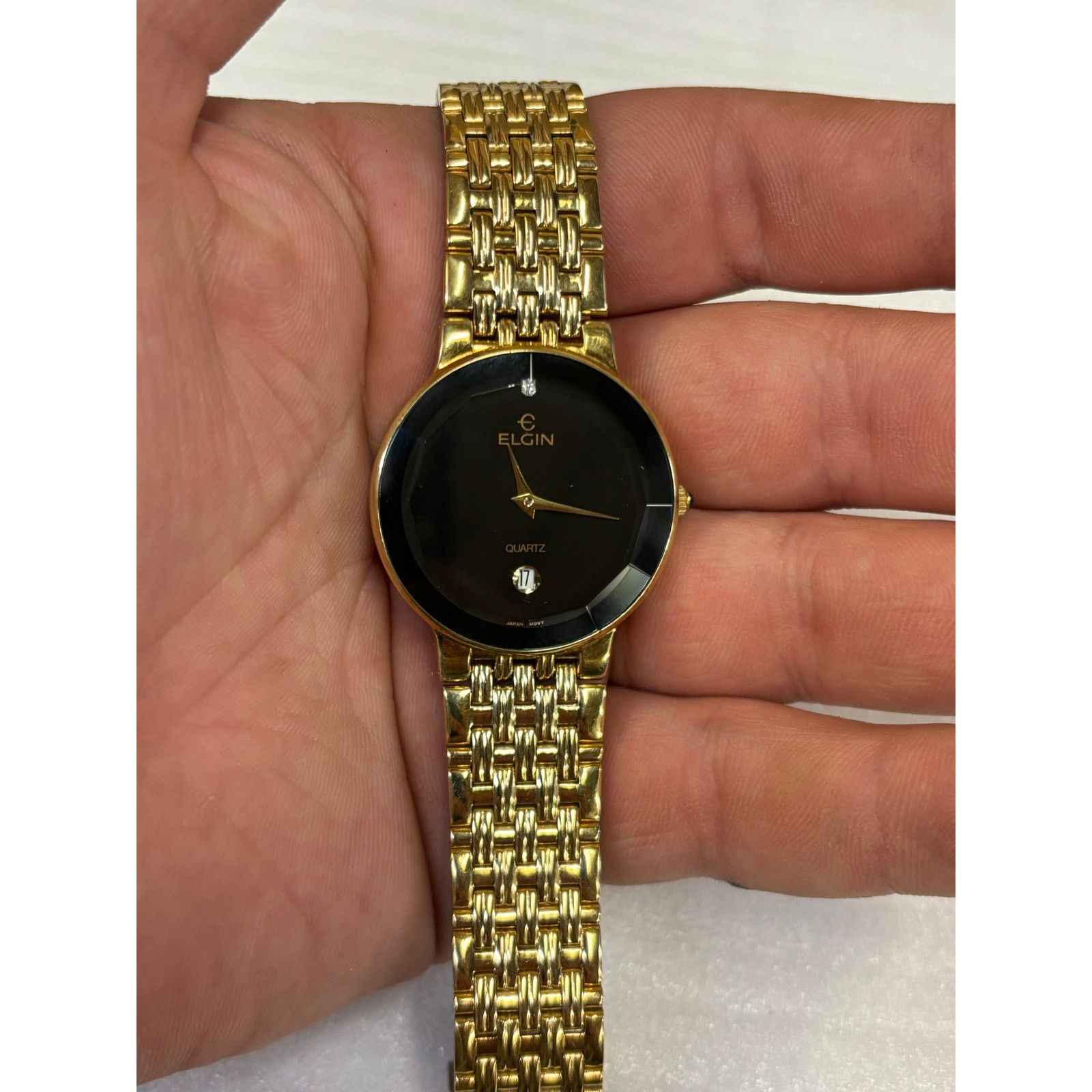 Elgin National Watch Company Elgin FM178 Beveled Face Gold Tone Men’s Watch! New Battery! Size ONE SIZE - 7 Thumbnail