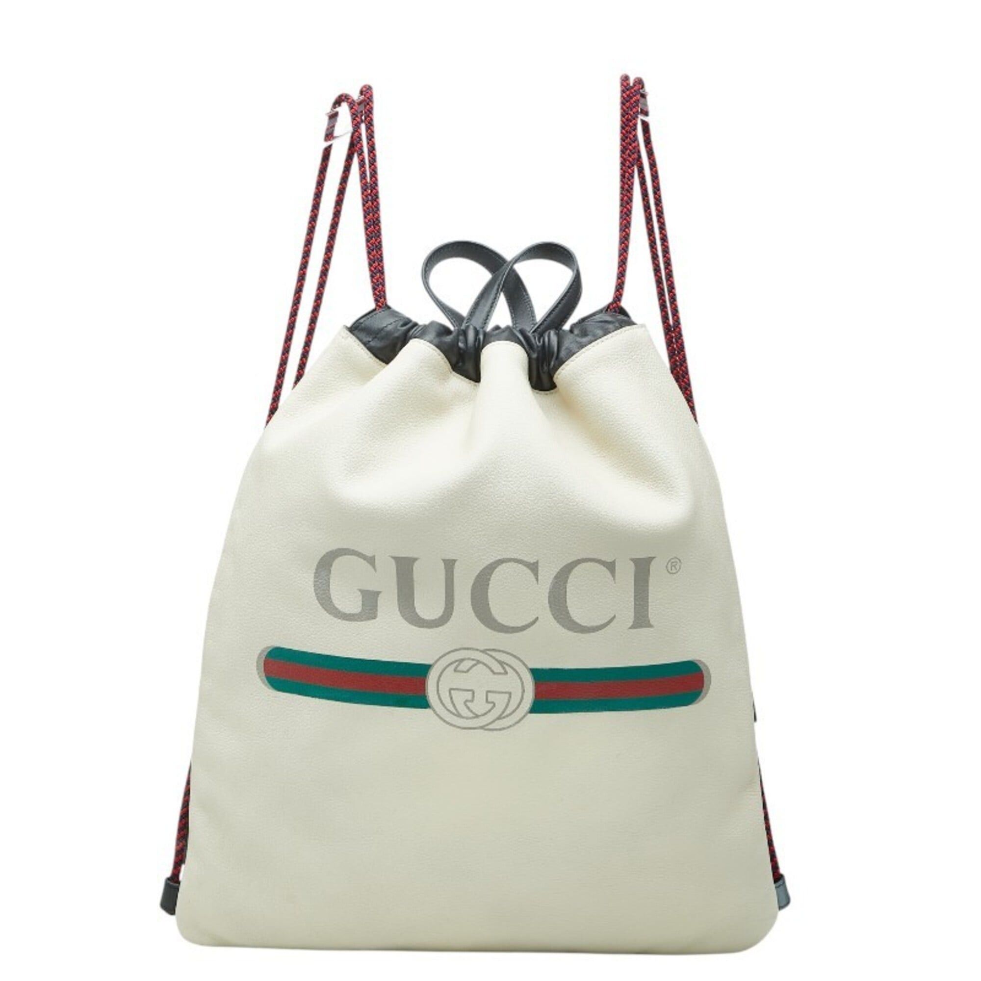 Gucci Gucci Sherry Line Drawstring Backpack, 516639, Ivory Leather, Women's GUCCI Size ONE SIZE - 1 Thumbnail