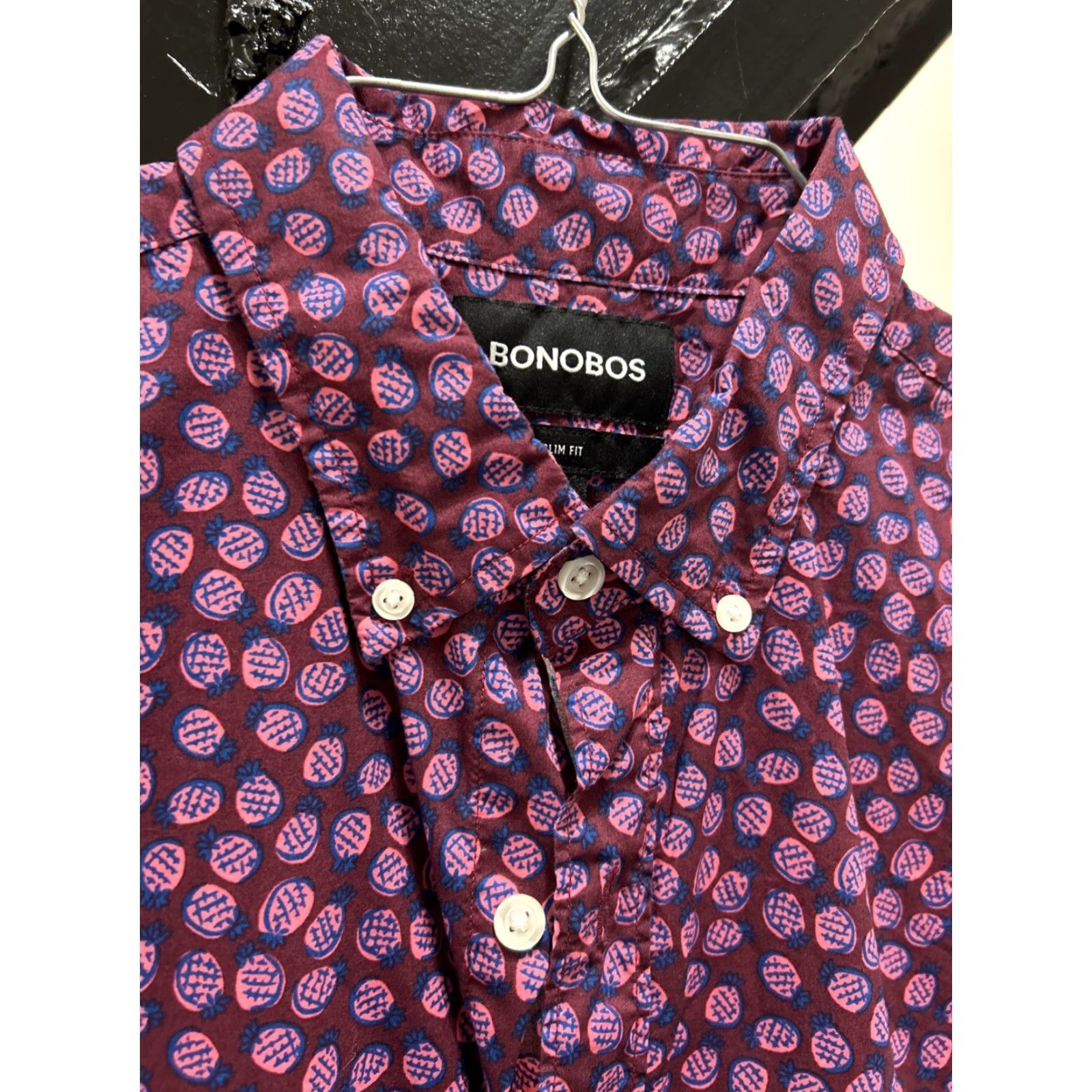Bonobos Bonobos Shirt Mens M Slim Pink Cotton Floral Button-Up Short Sleeve | Button-Down Collar | Regular Size Type | Men Size US M / EU 48-50 / 2 - 4 Thumbnail