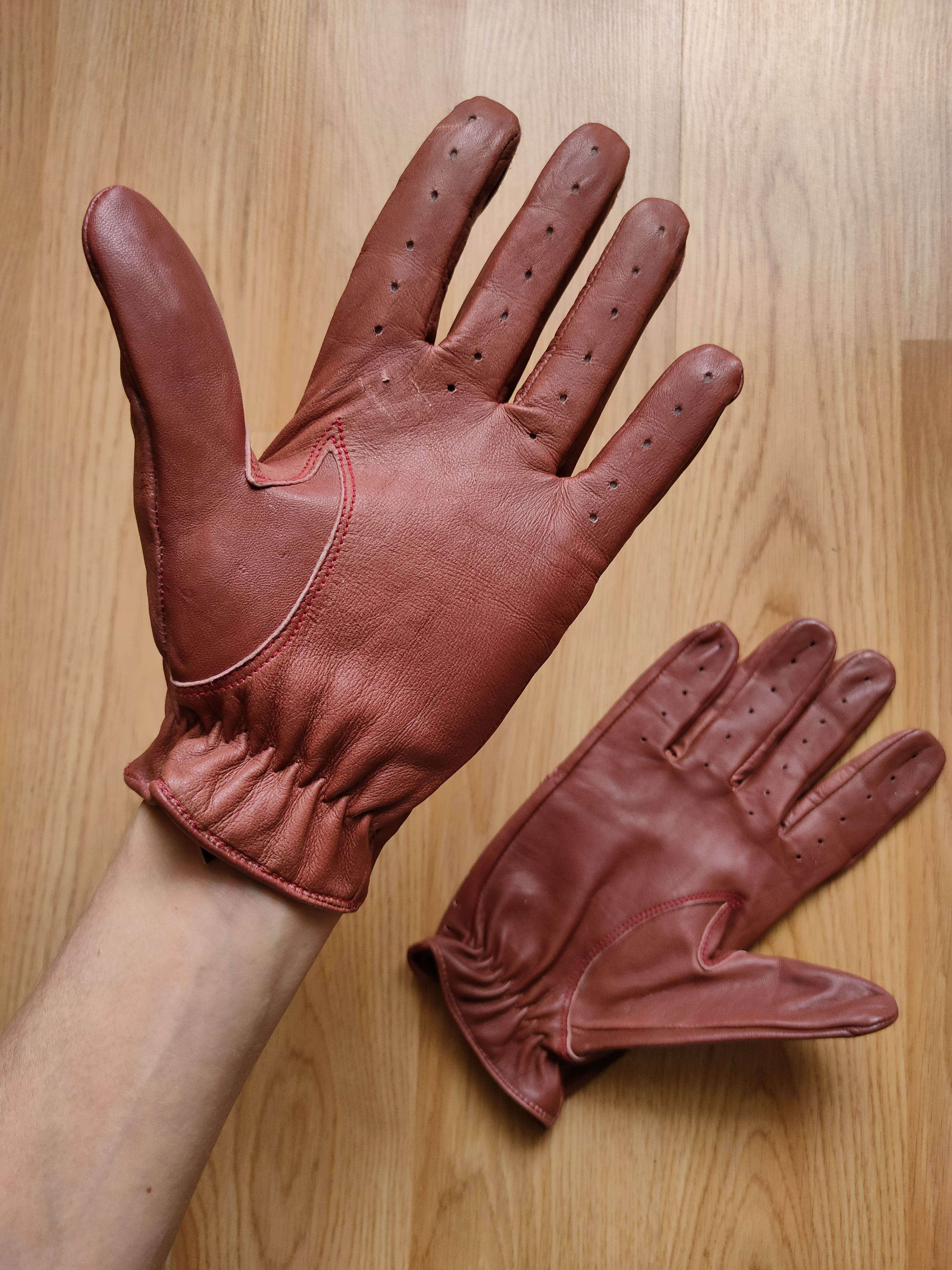 Designer × Leather Driving gloves leather racing gloves for the car M-L Size ONE SIZE - 2 Thumbnail