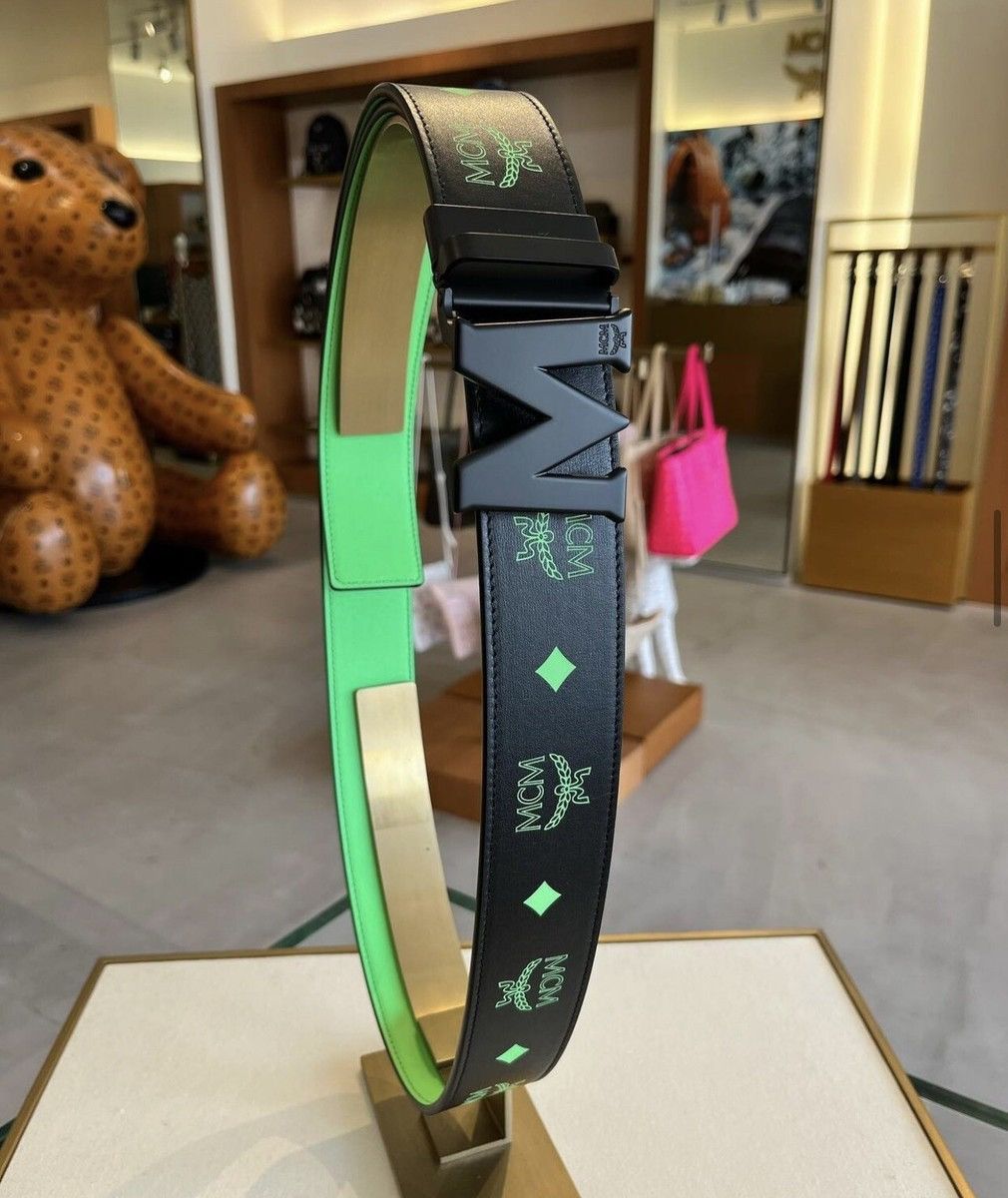 MCM MCM Reversible Belt Black/Neon Green. Black M Buckle New Size ONE SIZE - 1 Thumbnail