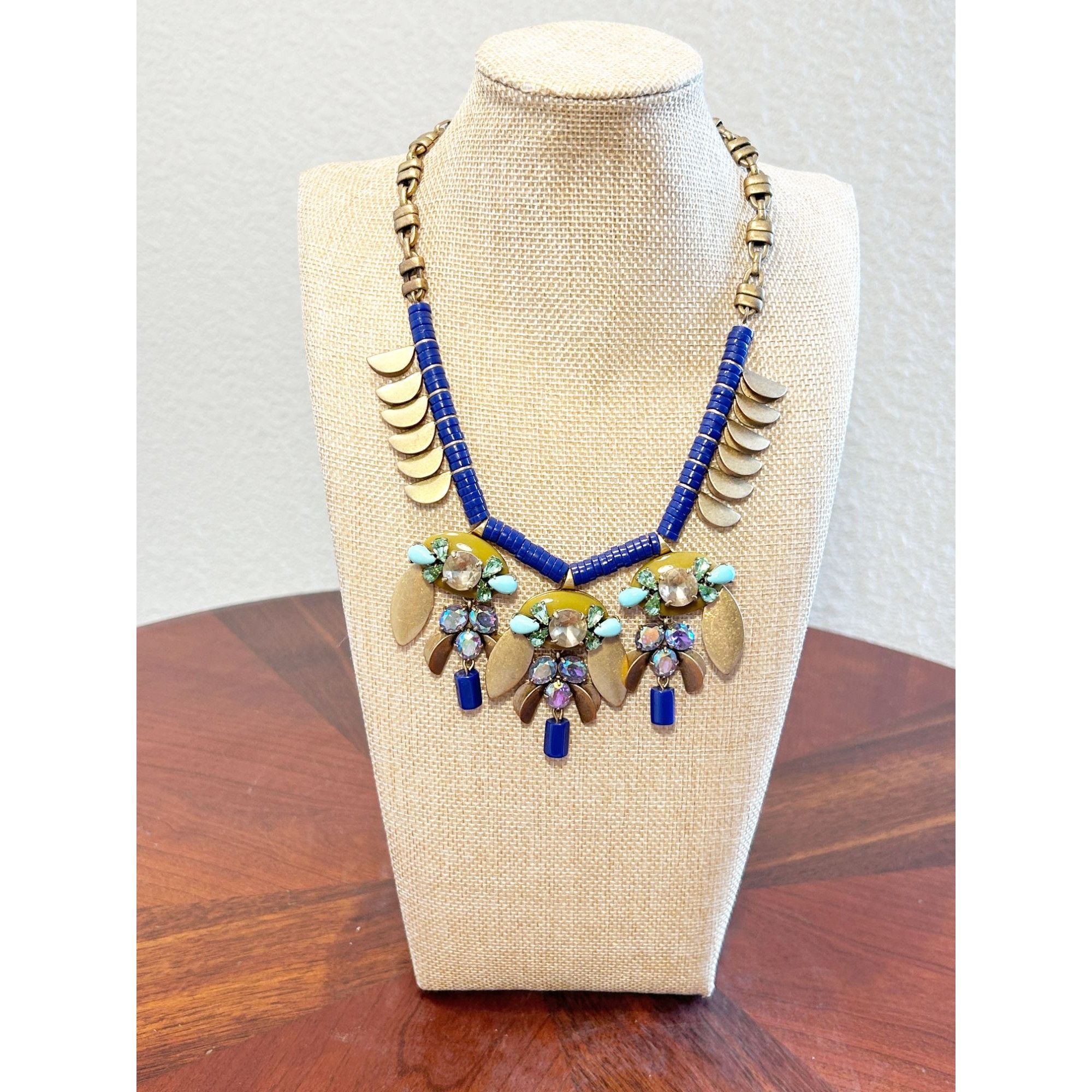 J.Crew J.Crew Multi-Color Crystal Metal Statement Necklace Size ONE SIZE - 1 Thumbnail