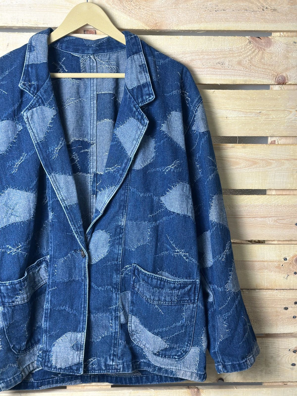 Beauty Beast × Vintage Vintage Denim Patchwork Print Blazer Jacket Size US L / EU 52-54 / 3 - 4 Thumbnail